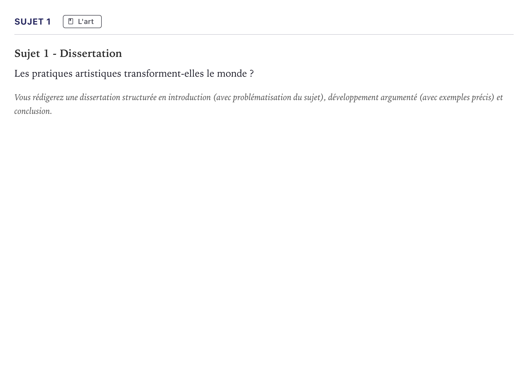 Énoncé: Sujet 1 · Bac Philosophie Métropole 2022