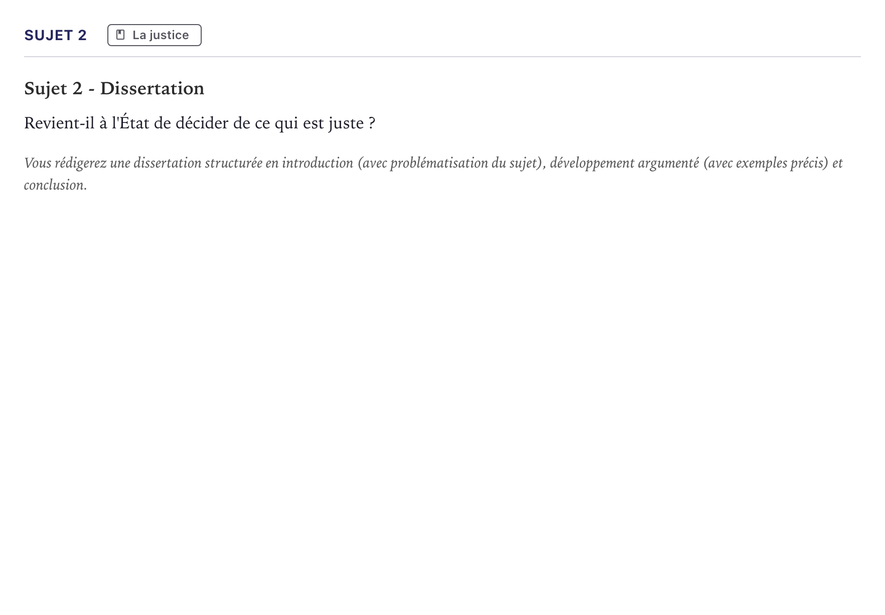 Énoncé: Sujet 2 · Bac Philosophie Métropole 2022