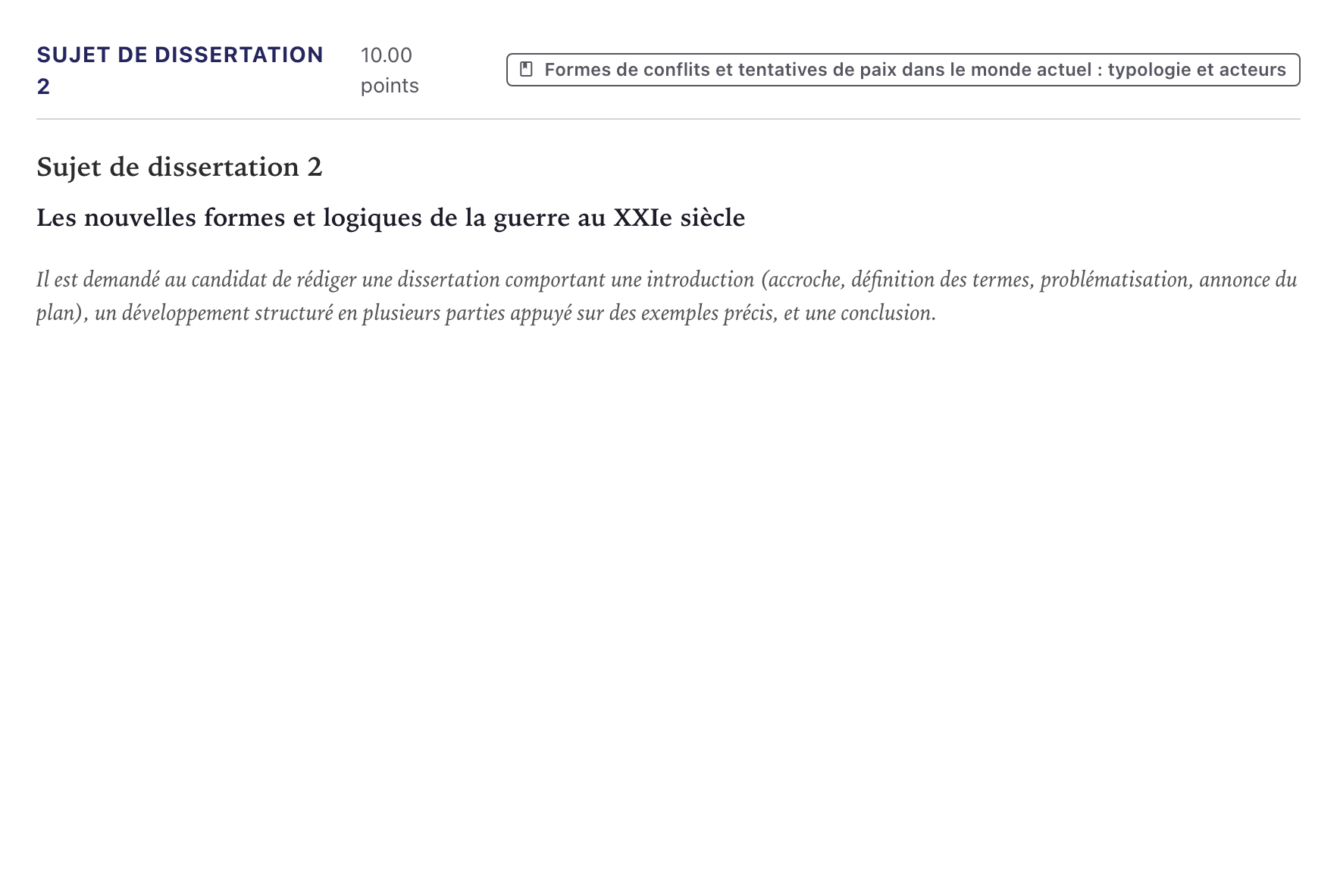 Énoncé: Sujet de dissertation 2 · Bac Histoire-Géographie, Géopolitique et Sciences Politiques Métropole 2022 (sujet 2)