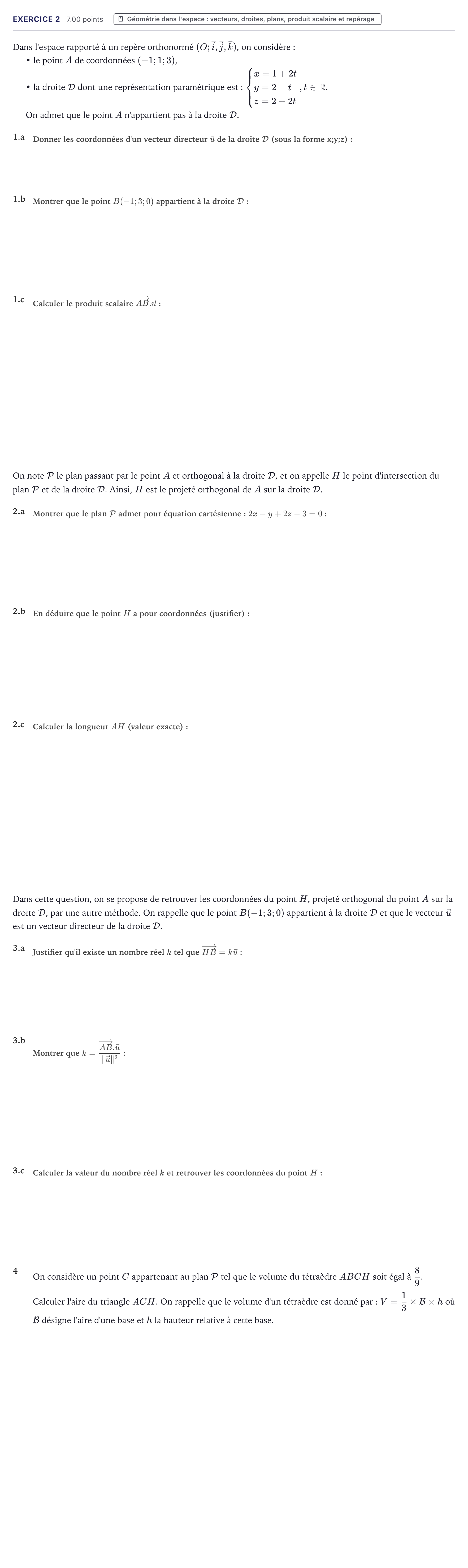 Énoncé: Exercice 2 · Bac Mathématiques Métropole 2022 (sujet 1)