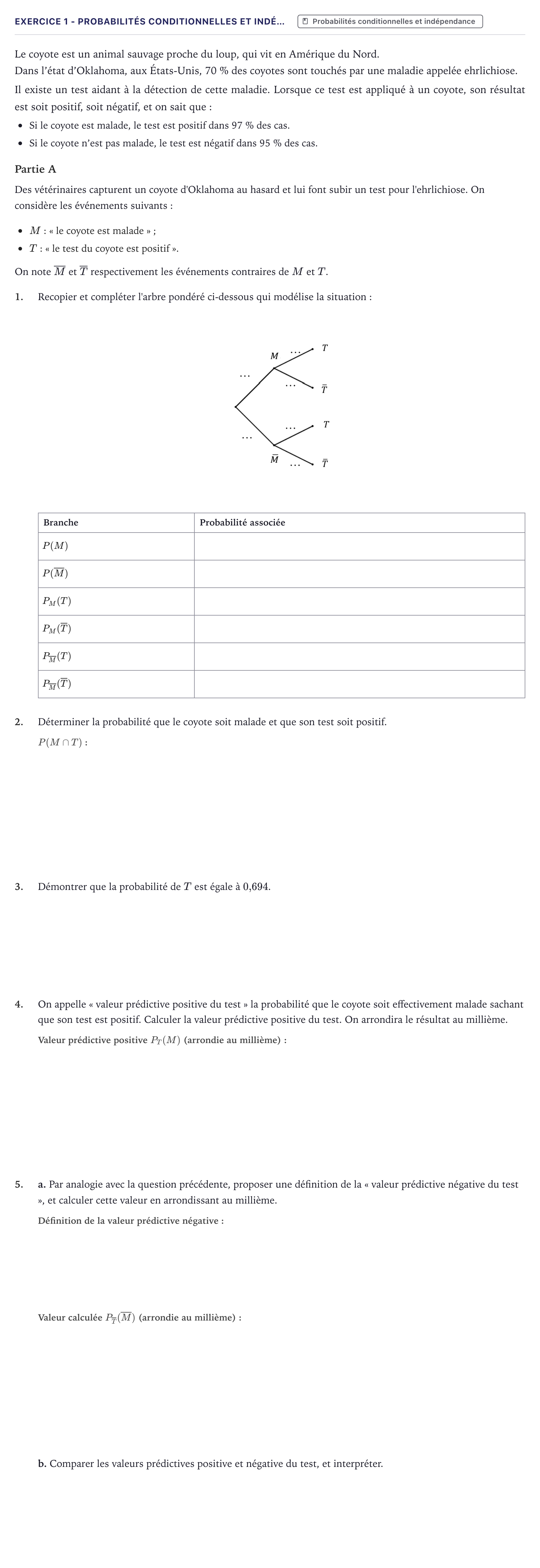 Énoncé: Exercice 1 - Probabilités conditionnelles et indé… · Bac Mathématiques Métropole 2022 (sujet 2)