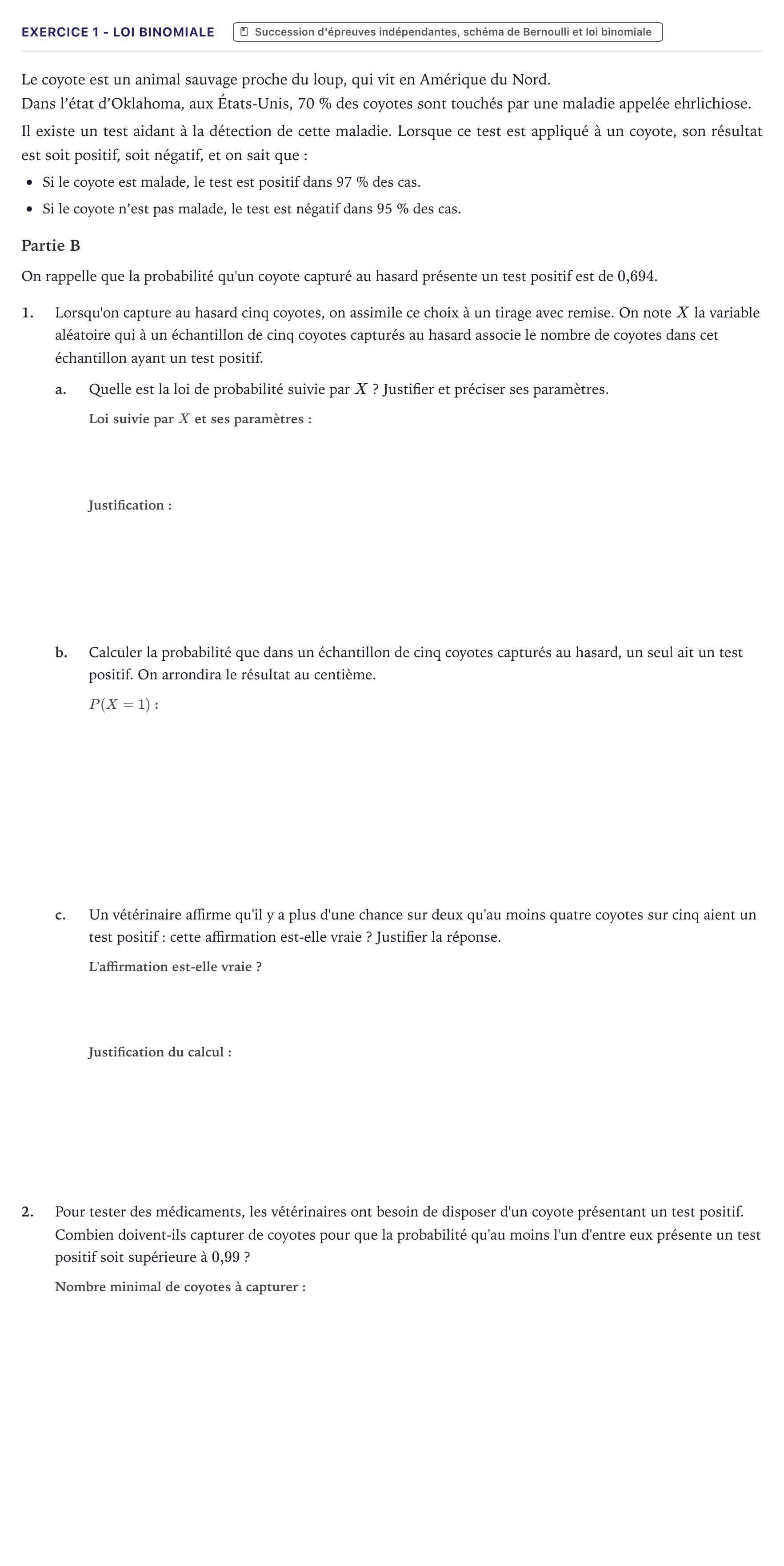Énoncé: Exercice 1 - Loi binomiale · Bac Mathématiques Métropole 2022 (sujet 2)