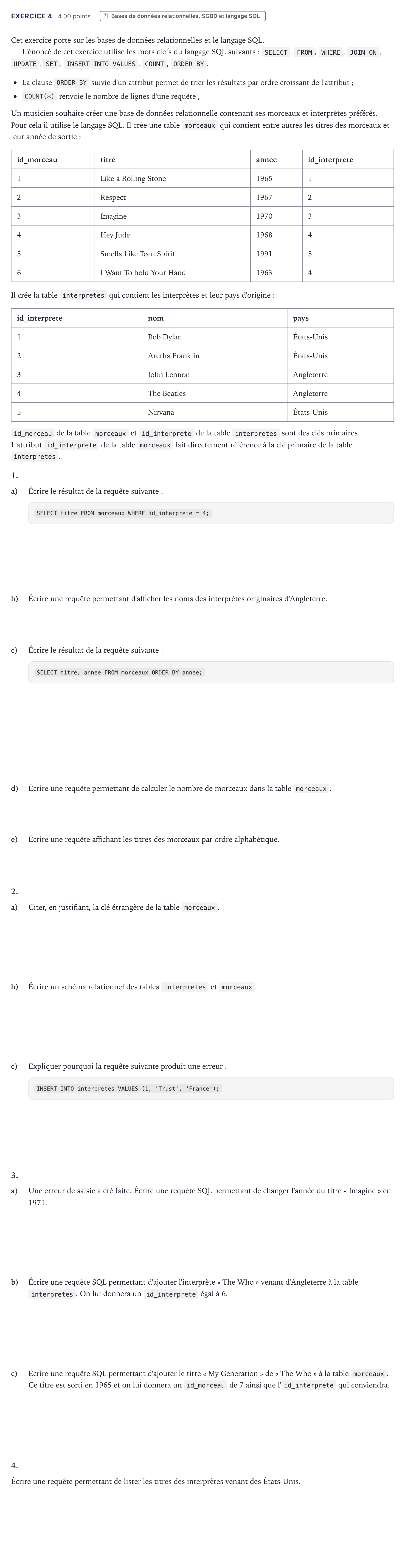 Énoncé: Exercice 4 · Bac Numérique et Sciences Informatiques Métropole 2022 (sujet 2)