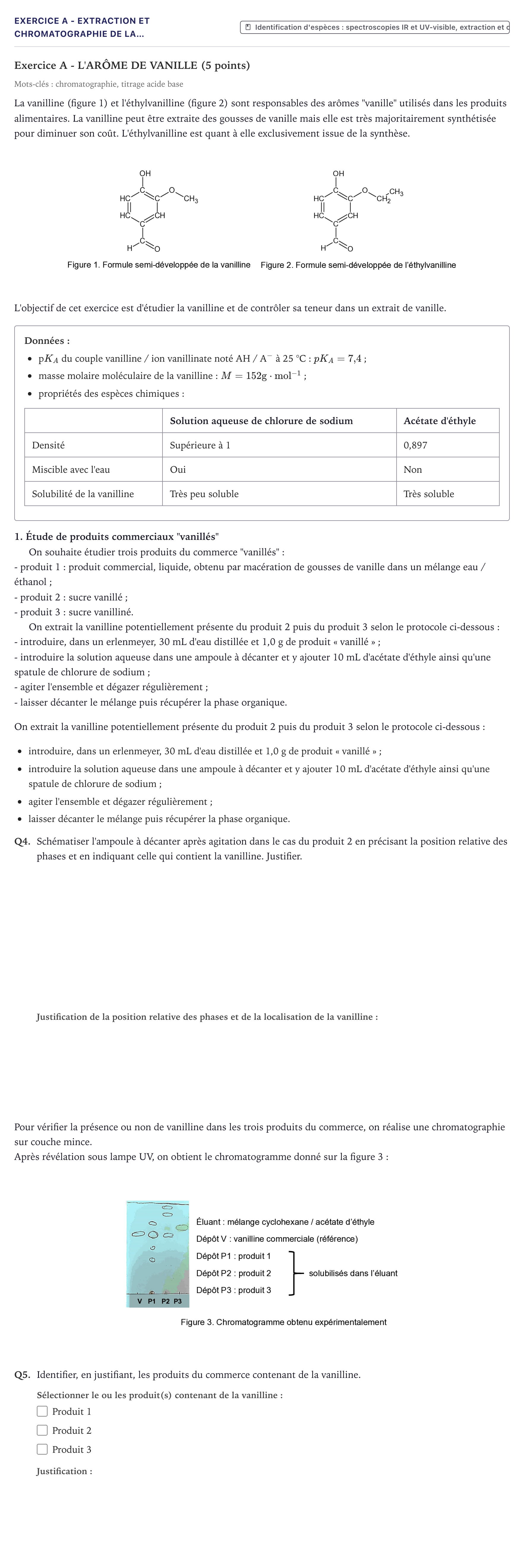 Énoncé: Exercice A - Extraction et chromatographie de la… · Bac Physique-Chimie Métropole 2022 (sujet 2)