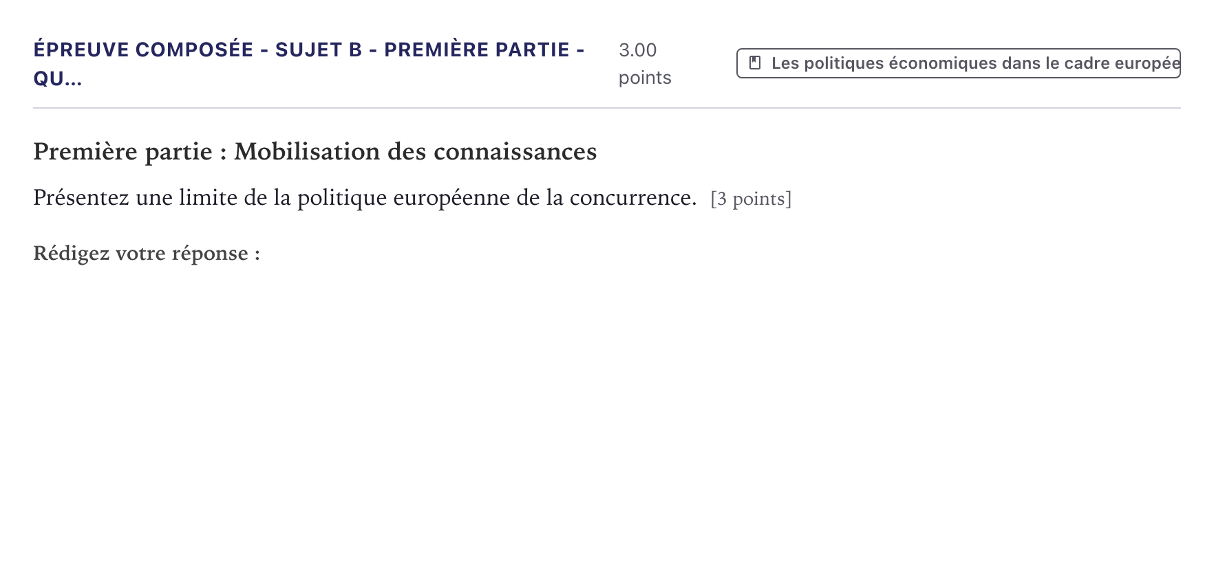 Énoncé: Épreuve composée - Sujet B - Première partie - Qu… · Bac Sciences Économiques et Sociales Métropole 2022 (sujet 1)