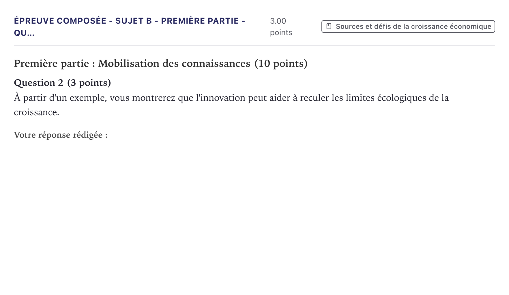 Énoncé: Épreuve composée - Sujet B - Première partie - Qu… · Bac Sciences Économiques et Sociales Métropole 2022 (sujet 2)