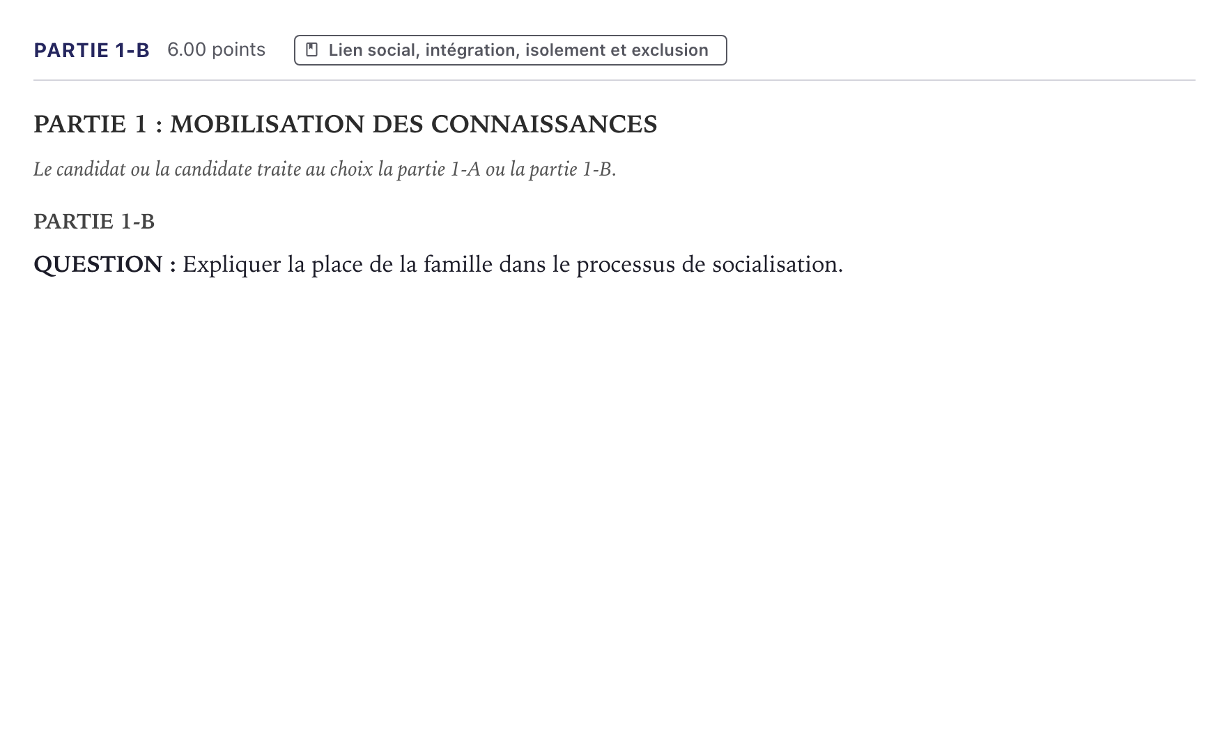 Énoncé: Partie 1-B · Bac ST2S Sciences et Techniques Sanitaires et Sociales Métropole 2022