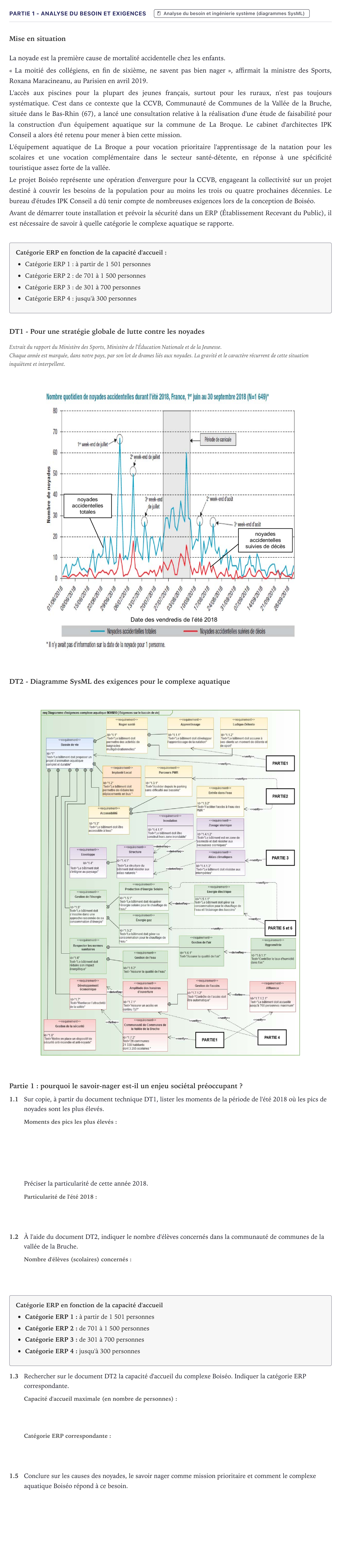 Énoncé: Partie 1 - Analyse du besoin et exigences · Bac STI2D Ingénierie, Innovation et Développement Durable Métropole - AC 2022