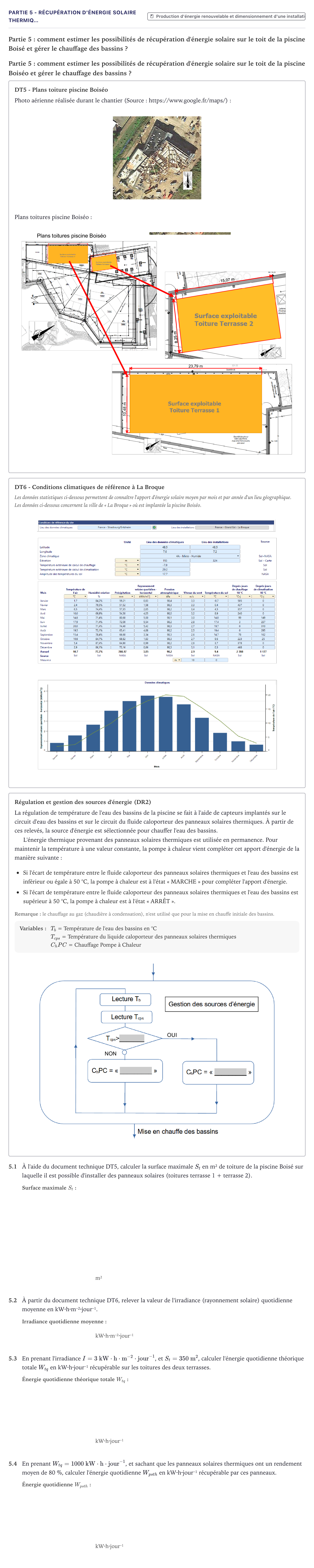 Énoncé: Partie 5 - Récupération d'énergie solaire thermiq… · Bac STI2D Ingénierie, Innovation et Développement Durable Métropole - AC 2022