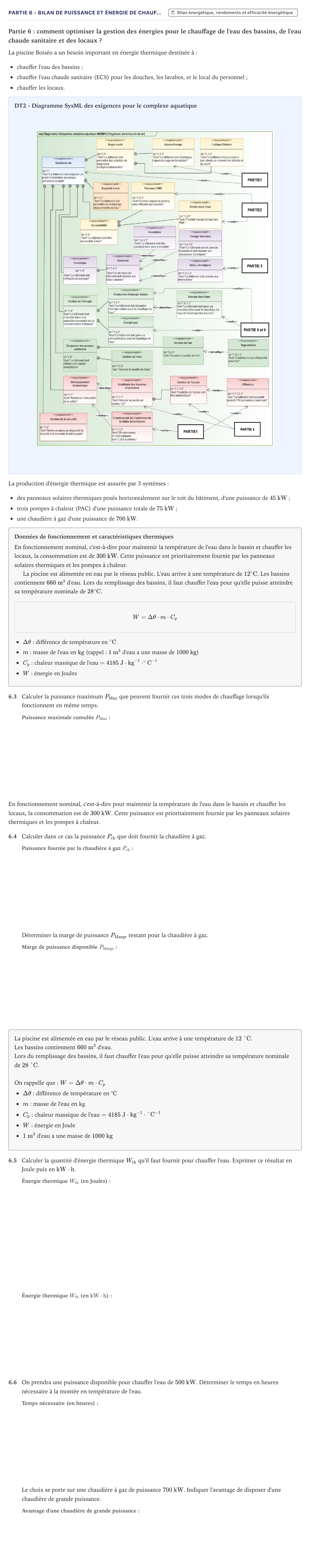Énoncé: Partie 6 - Bilan de puissance et énergie de chauf… · Bac STI2D Ingénierie, Innovation et Développement Durable Métropole - AC 2022