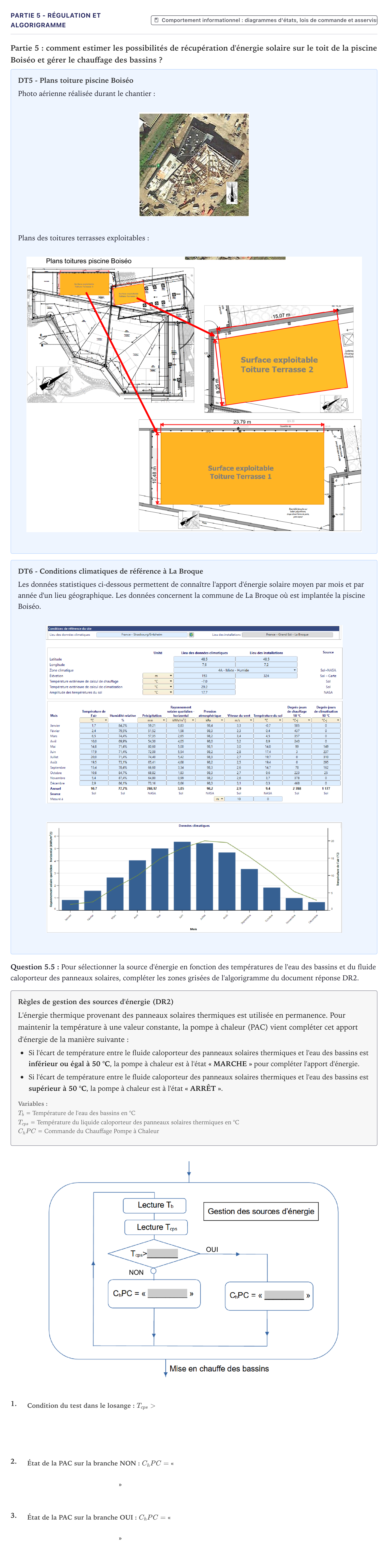 Énoncé: Partie 5 - Régulation et algorigramme · Bac STI2D Ingénierie, Innovation et Développement Durable Métropole - EE 2022