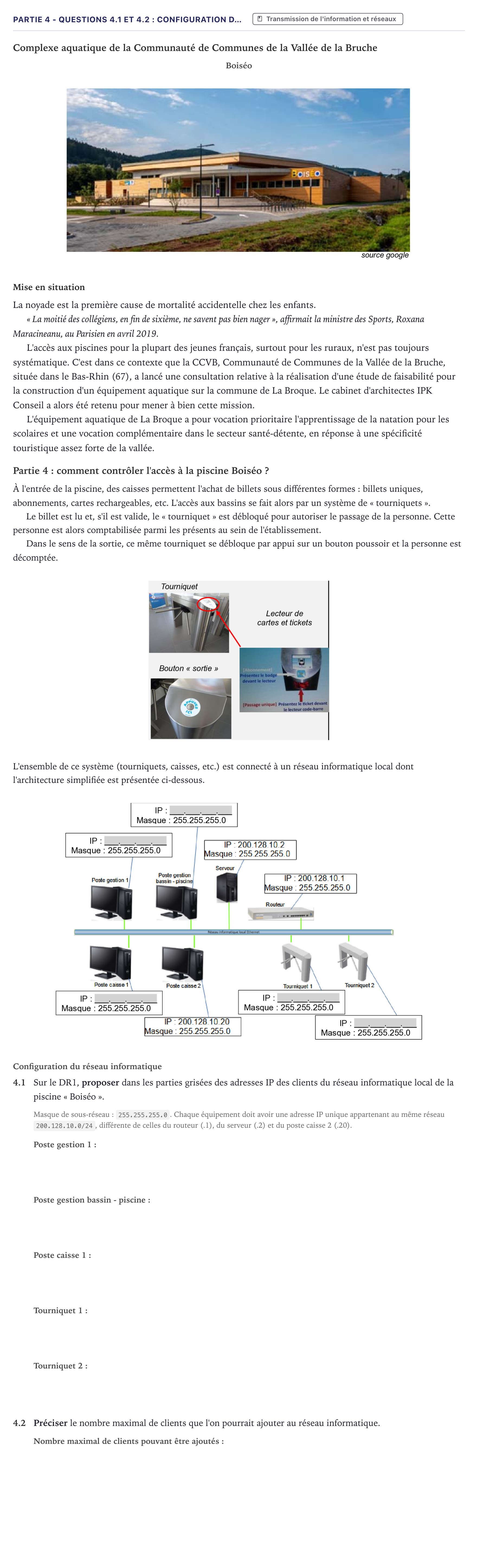 Énoncé: Partie 4 - Questions 4.1 et 4.2 : Configuration d… · Bac STI2D Ingénierie, Innovation et Développement Durable Métropole - ITEC 2022