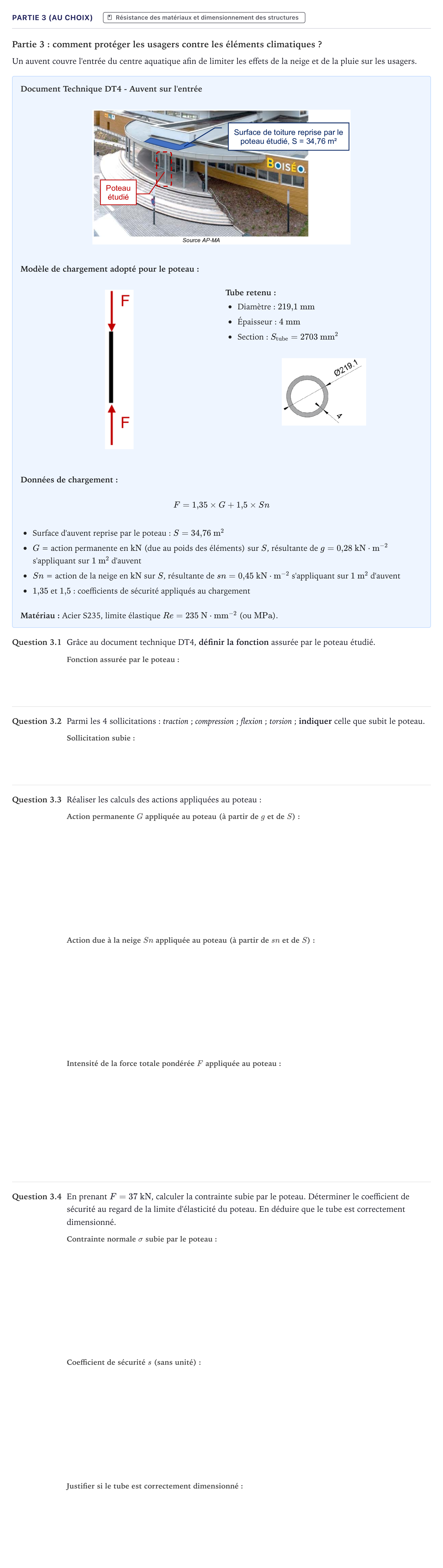 Énoncé: Partie 3 (au choix) · Bac STI2D Ingénierie, Innovation et Développement Durable Métropole - SIN 2022