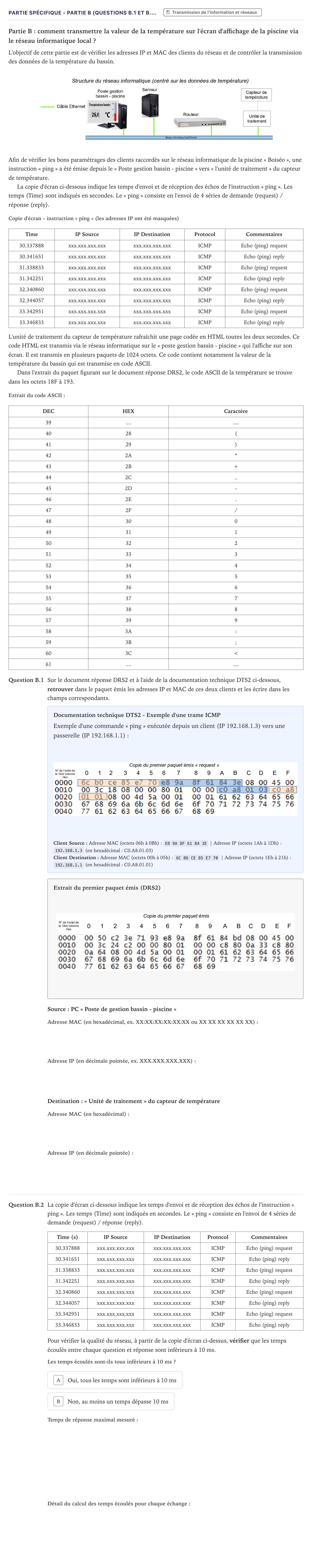 Énoncé: Partie spécifique - Partie B (Questions B.1 et B.… · Bac STI2D Ingénierie, Innovation et Développement Durable Métropole - SIN 2022
