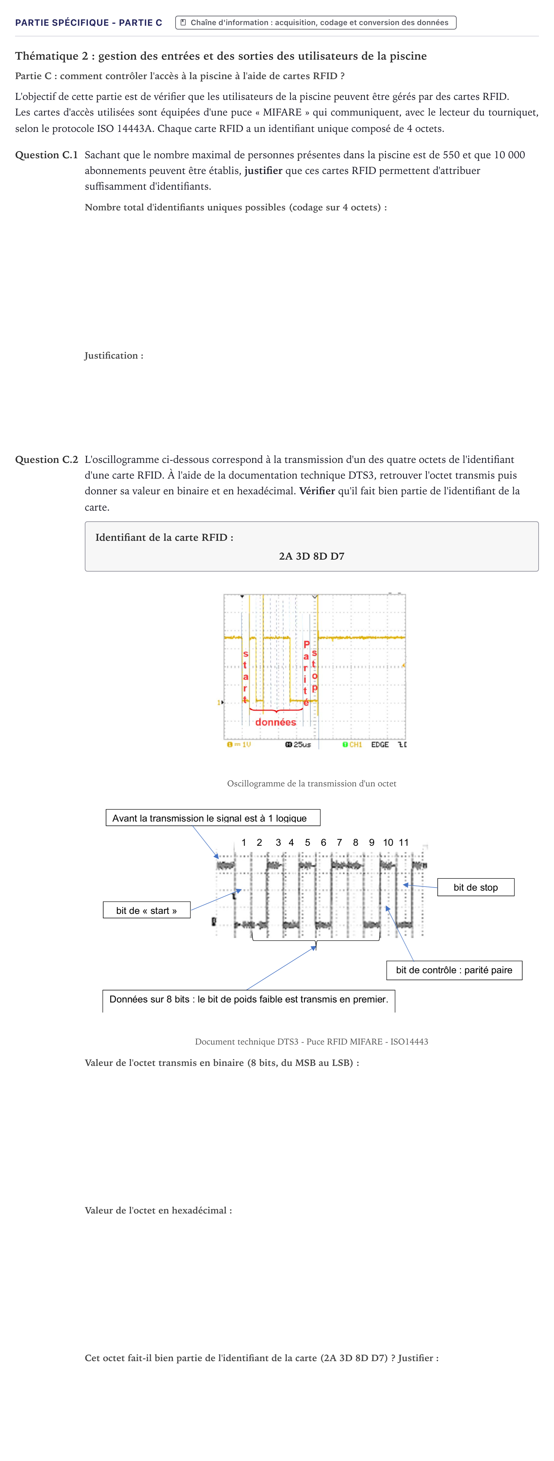 Énoncé: Partie spécifique - Partie C · Bac STI2D Ingénierie, Innovation et Développement Durable Métropole - SIN 2022