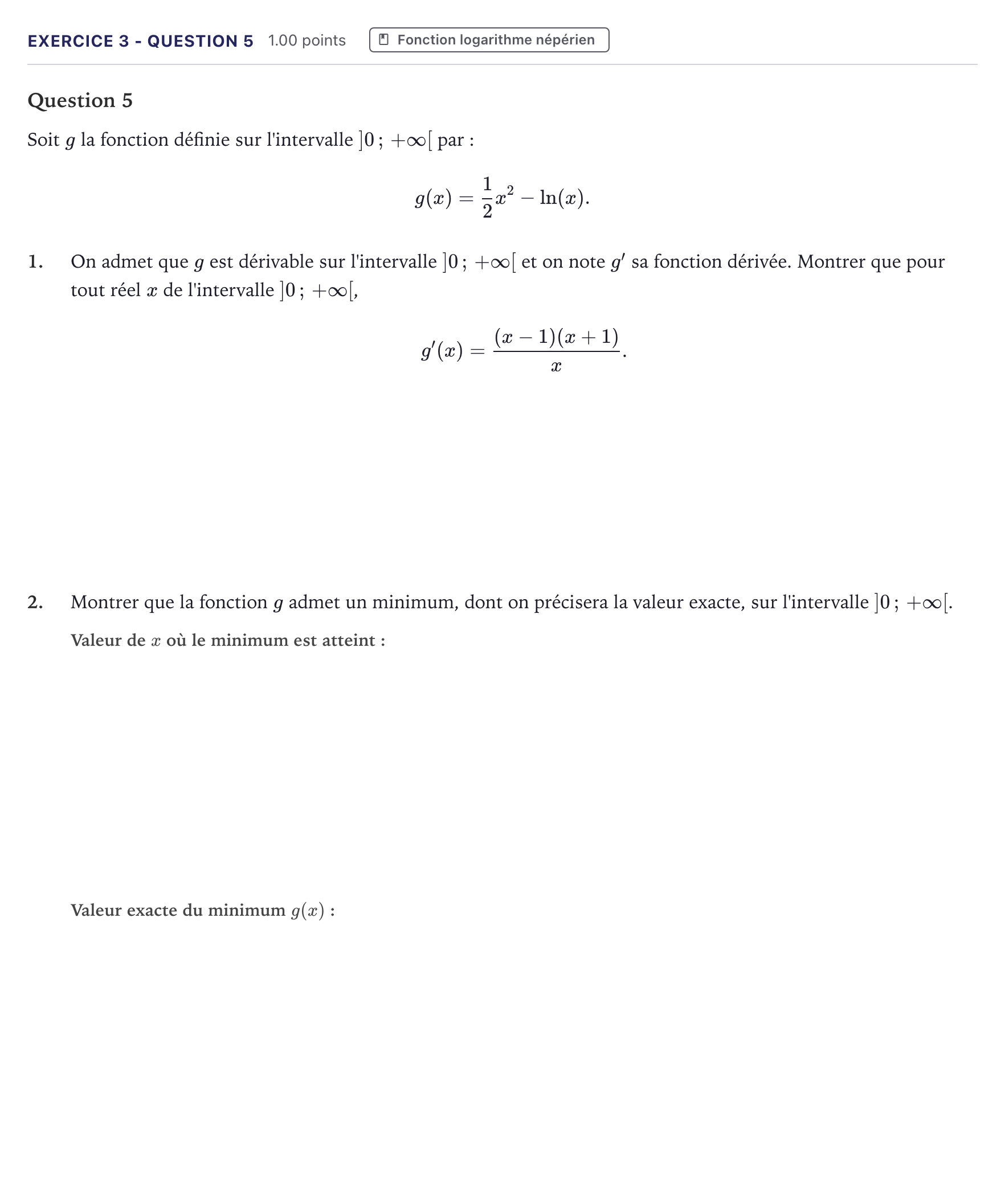 Énoncé: Exercice 3 - Question 5 · Bac STI2D Physique-Chimie et Mathématiques Métropole 2022