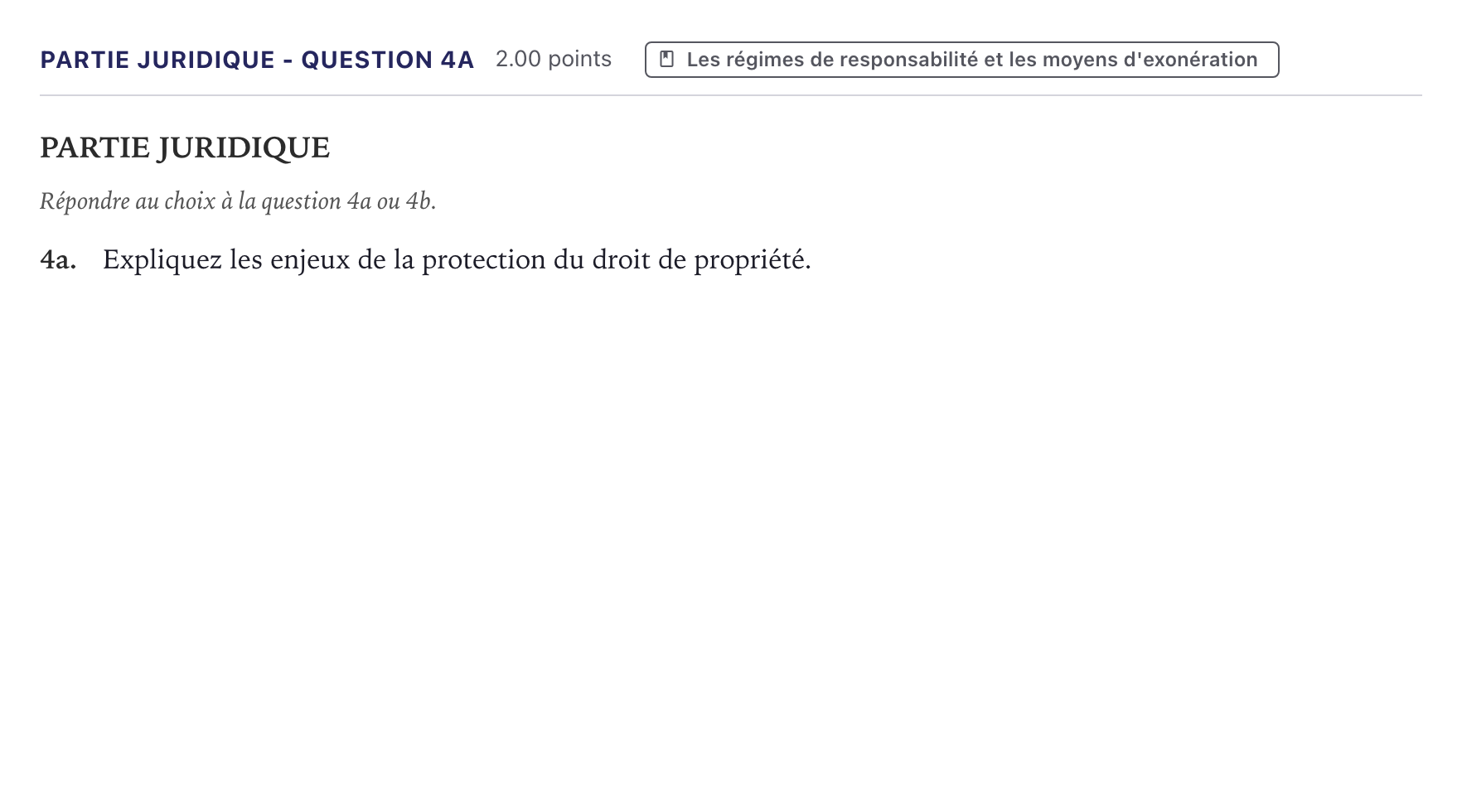 Énoncé: Partie juridique - Question 4a · Bac STMG Droit et Économie Métropole 2022