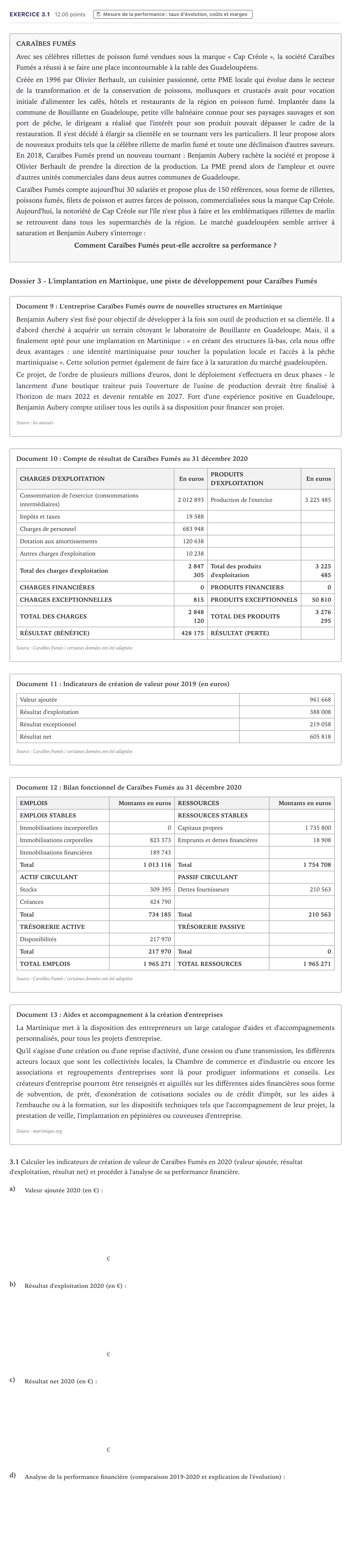 Énoncé: Exercice 3.1 · Bac STMG Management des Sciences de Gestion et du Numérique Métropole 2022