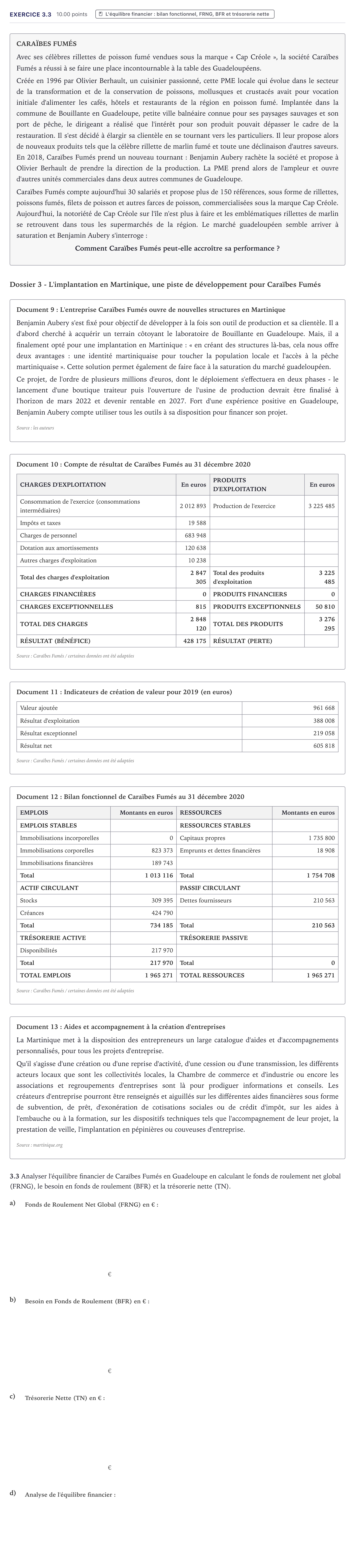 Énoncé: Exercice 3.3 · Bac STMG Management des Sciences de Gestion et du Numérique Métropole 2022
