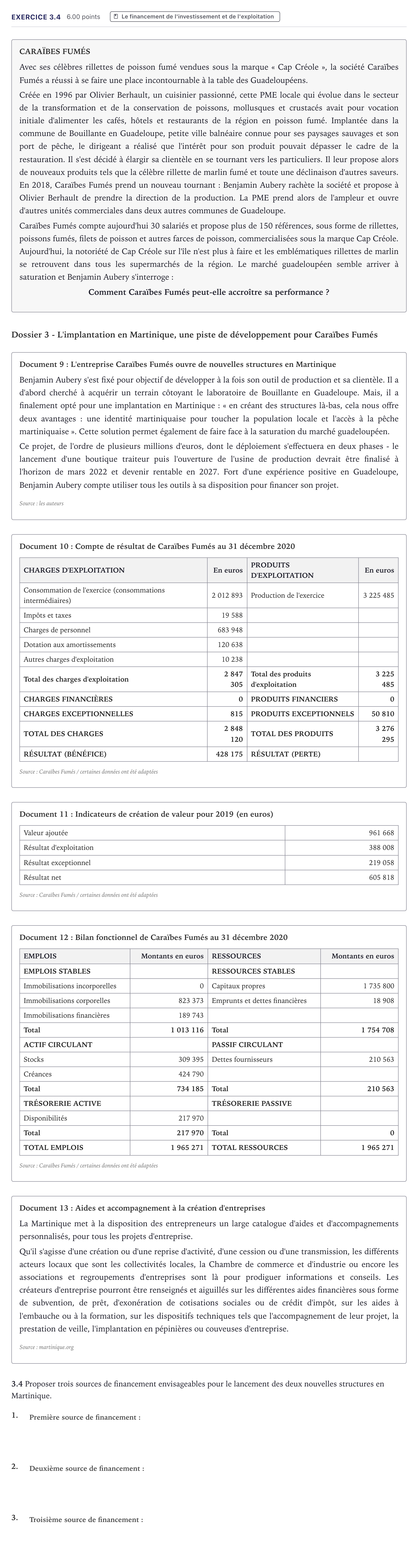 Énoncé: Exercice 3.4 · Bac STMG Management des Sciences de Gestion et du Numérique Métropole 2022