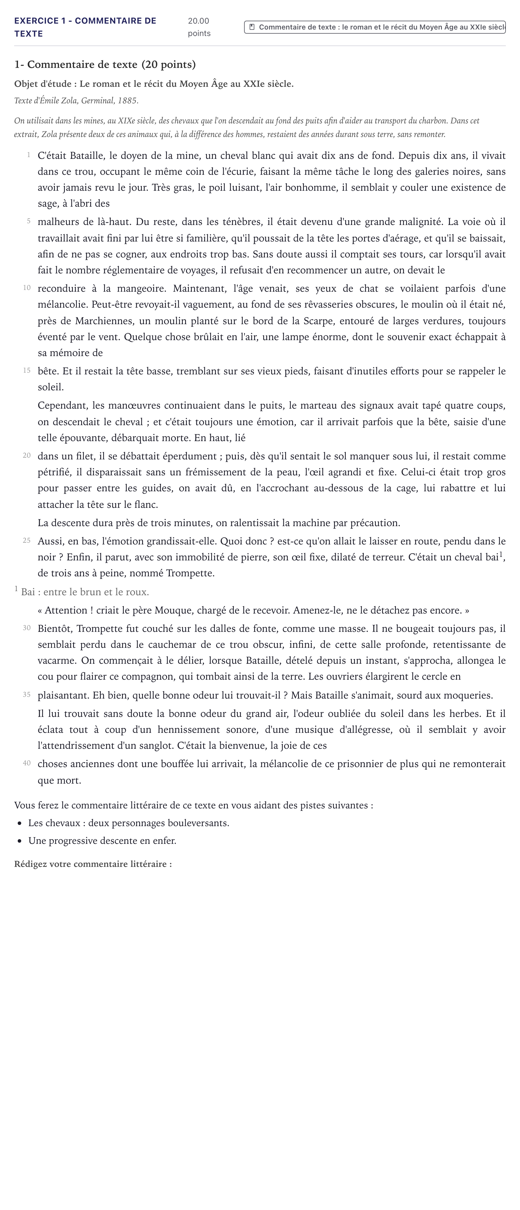 Énoncé: Exercice 1 - Commentaire de texte · Bac STMG Français Métropole 2022