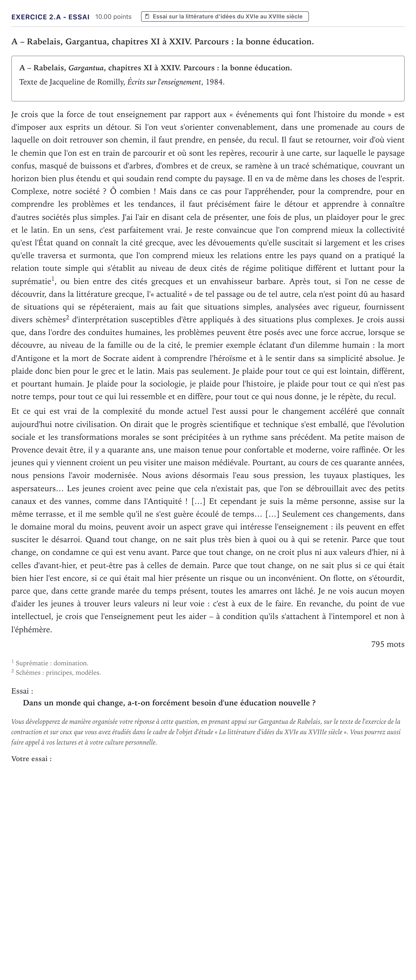 Énoncé: Exercice 2.A - Essai · Bac STMG Français Métropole 2022