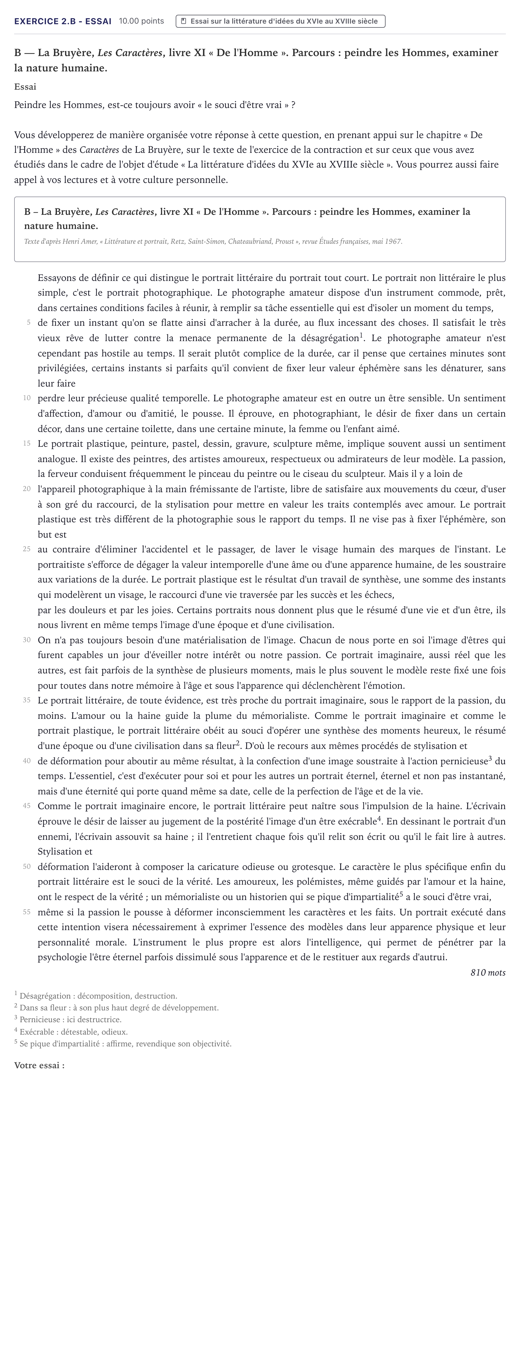 Énoncé: Exercice 2.B - Essai · Bac STMG Français Métropole 2022