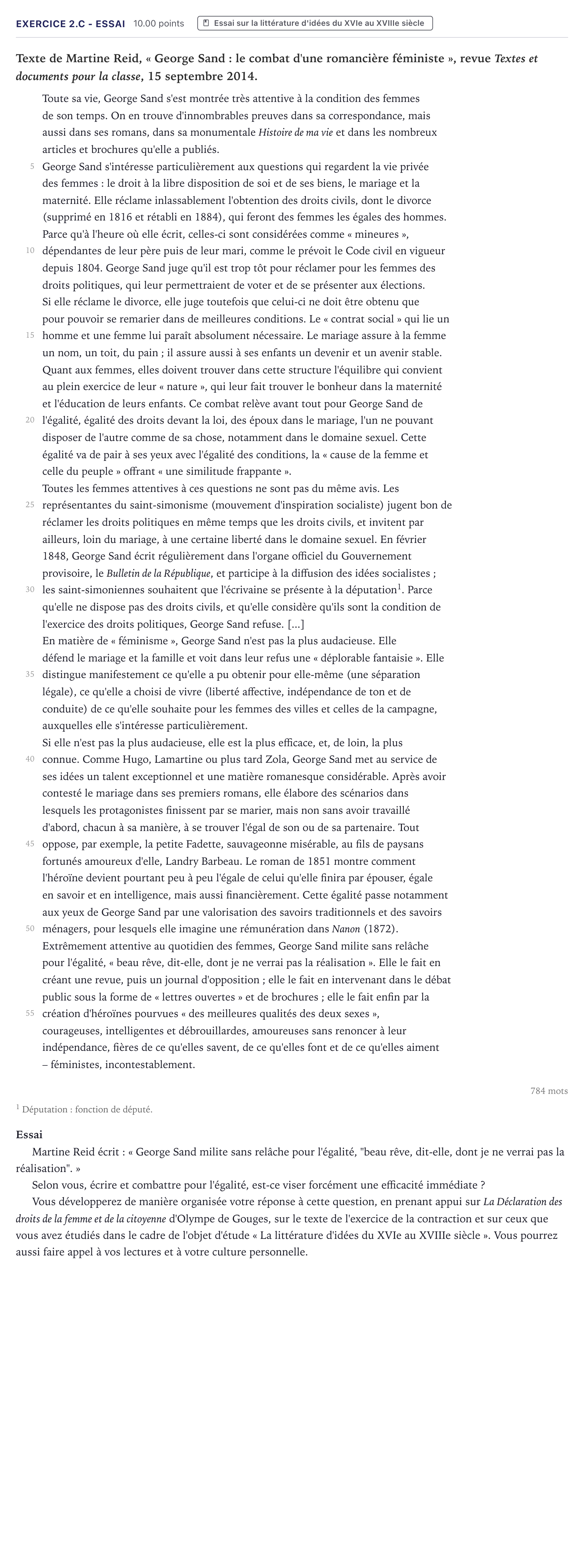 Énoncé: Exercice 2.C - Essai · Bac STMG Français Métropole 2022