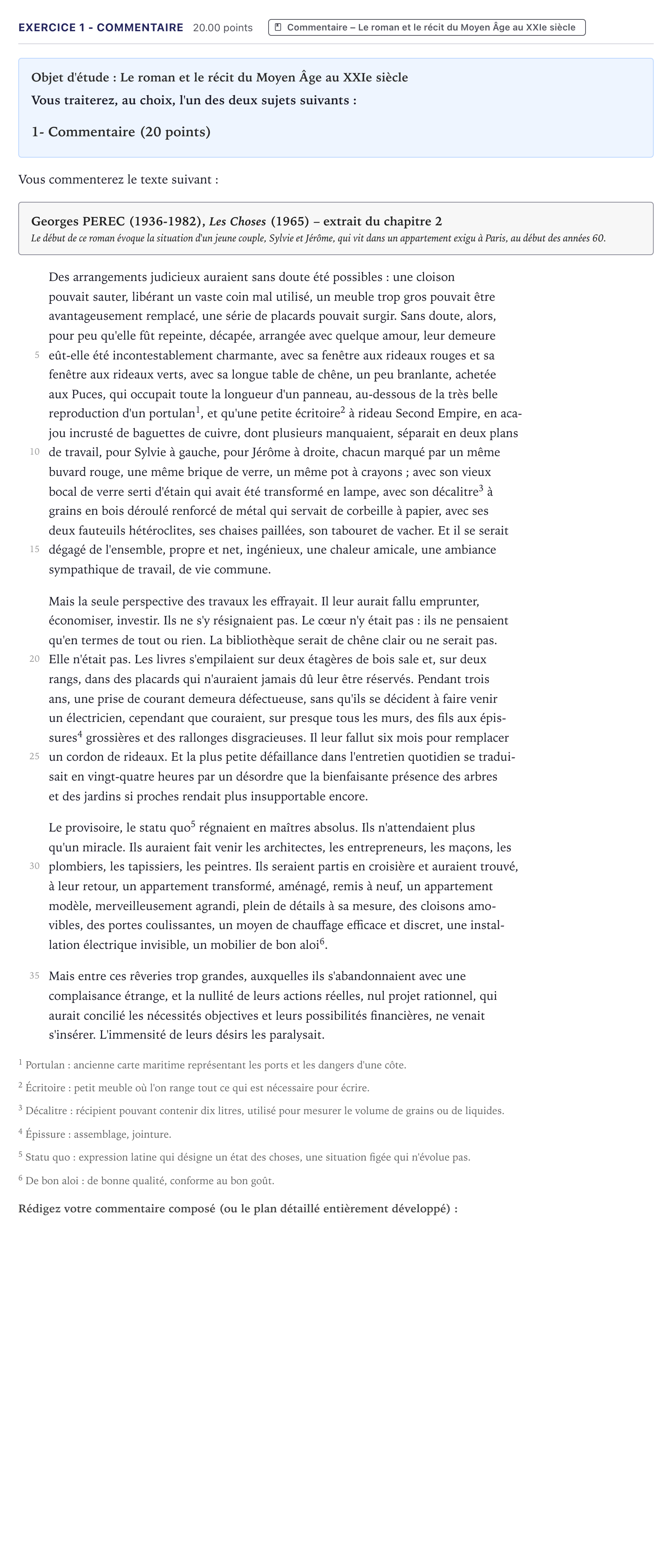 Énoncé: Exercice 1 - Commentaire · Bac Français (1ère) Métropole 2021 (sujet 1)