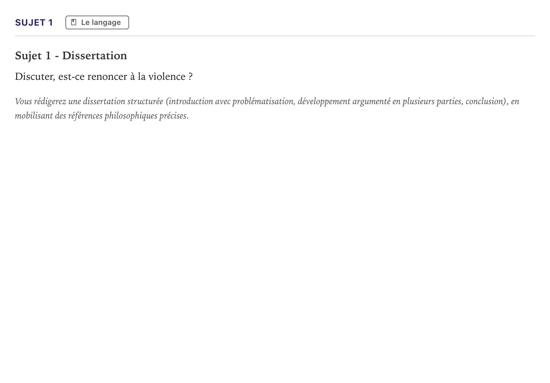 Énoncé: Sujet 1 · Bac Philosophie Métropole 2021