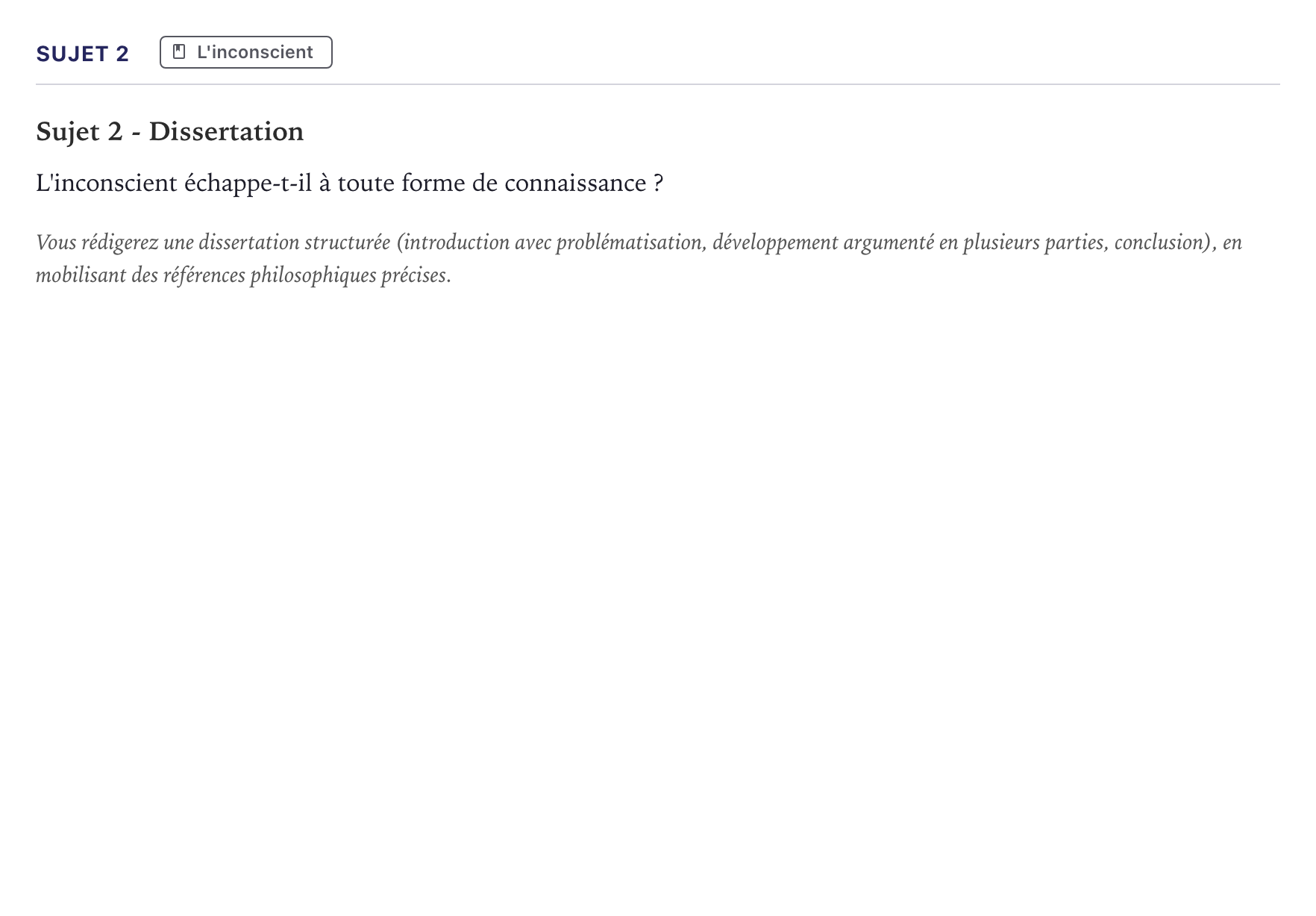 Énoncé: Sujet 2 · Bac Philosophie Métropole 2021