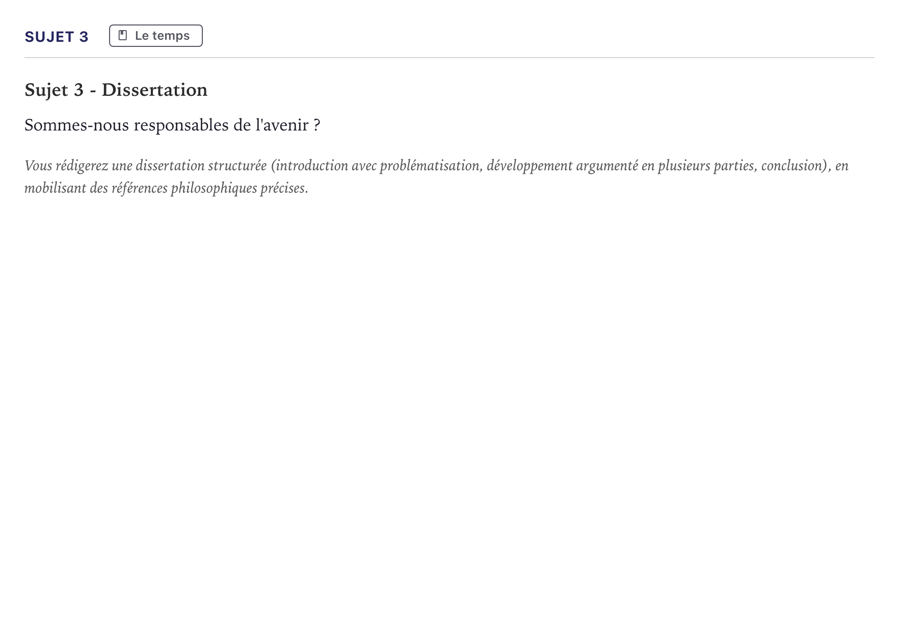 Énoncé: Sujet 3 · Bac Philosophie Métropole 2021