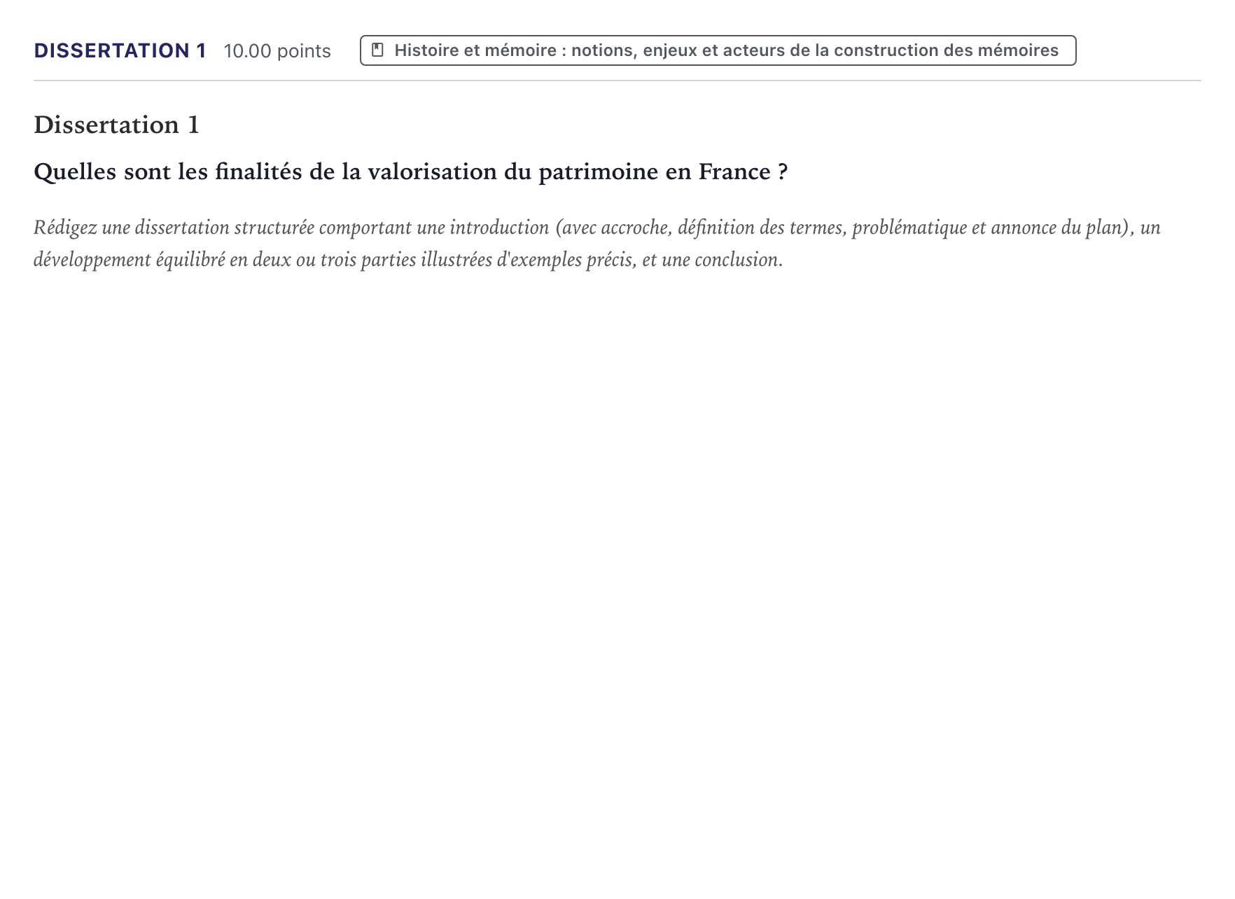Énoncé: Dissertation 1 · Bac Histoire-Géographie, Géopolitique et Sciences Politiques Métropole 2021 (sujet 1)