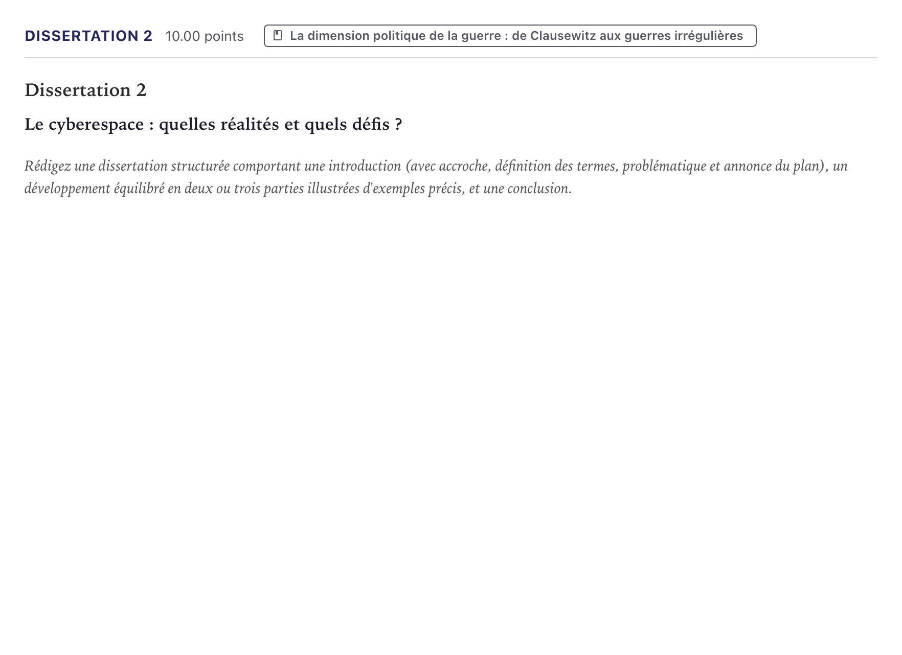 Énoncé: Dissertation 2 · Bac Histoire-Géographie, Géopolitique et Sciences Politiques Métropole 2021 (sujet 1)