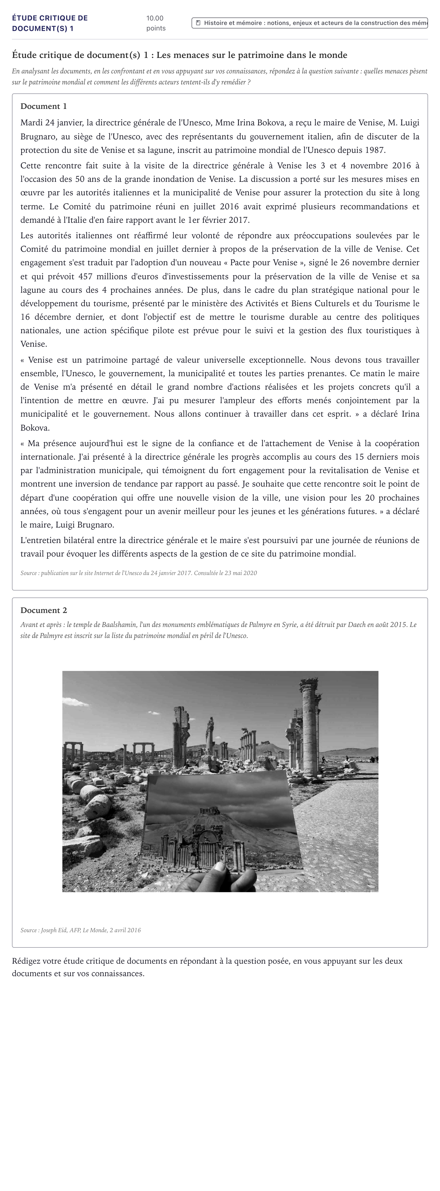 Énoncé: Exercice Étude critique de document(s) 1 · Bac Histoire-Géographie, Géopolitique et Sciences Politiques Métropole 2021 (sujet 2)
