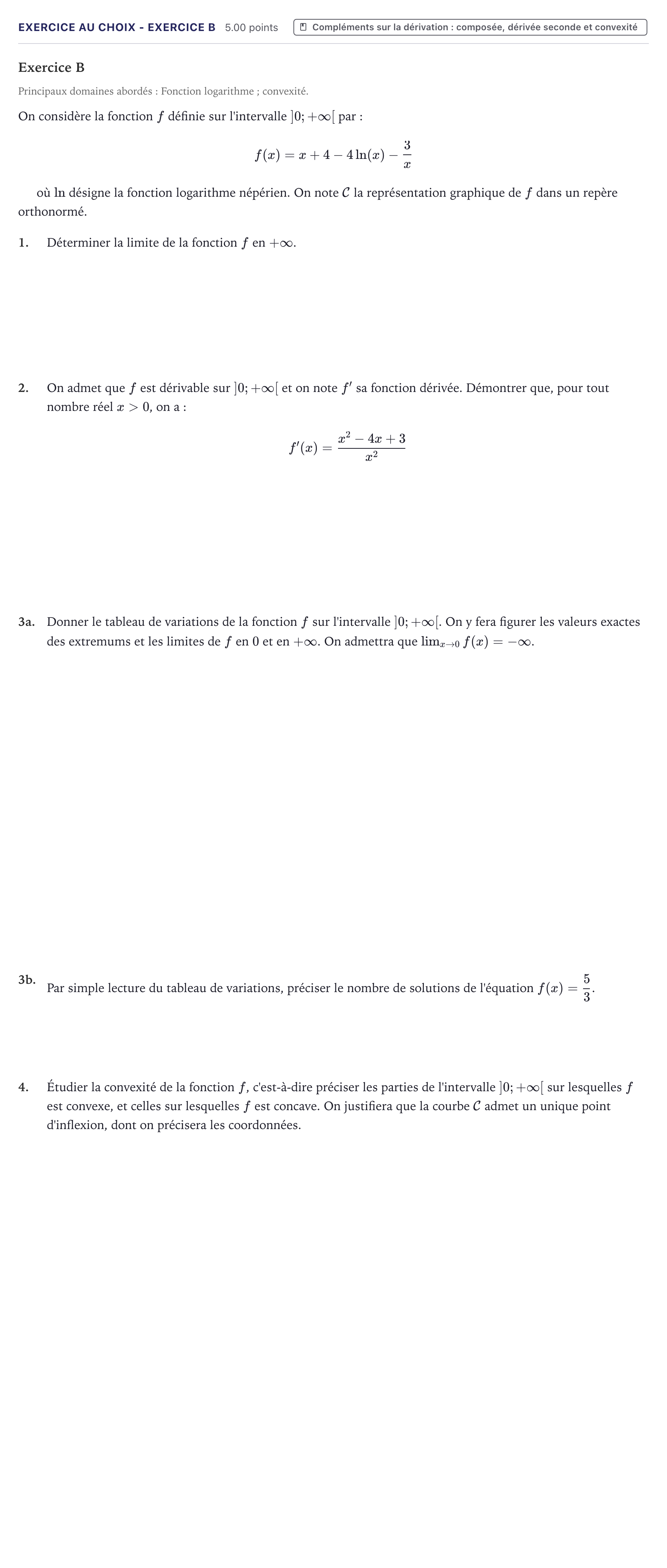 Énoncé: Exercice au choix - Exercice B · Bac Mathématiques Métropole 2021 (sujet 1)