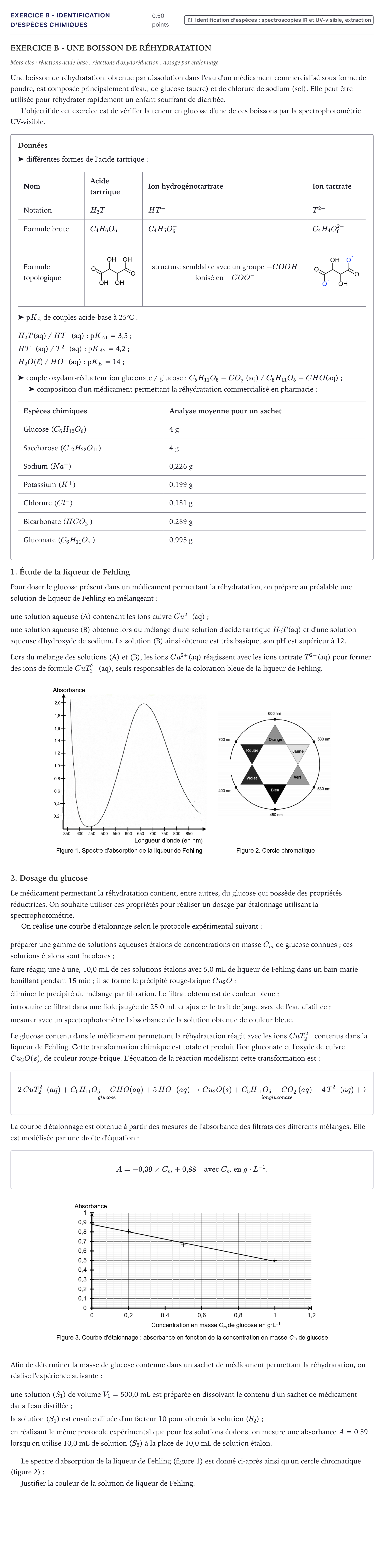 Énoncé: Exercice B - Identification d'espèces chimiques · Bac Physique-Chimie Métropole 2021 (sujet 1)