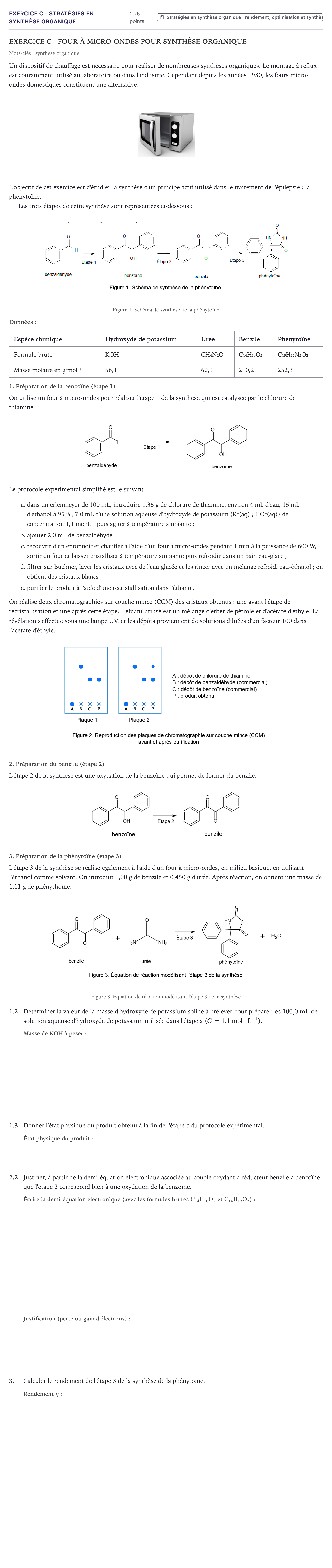 Énoncé: Exercice C - Stratégies en synthèse organique · Bac Physique-Chimie Métropole 2021 (sujet 1)