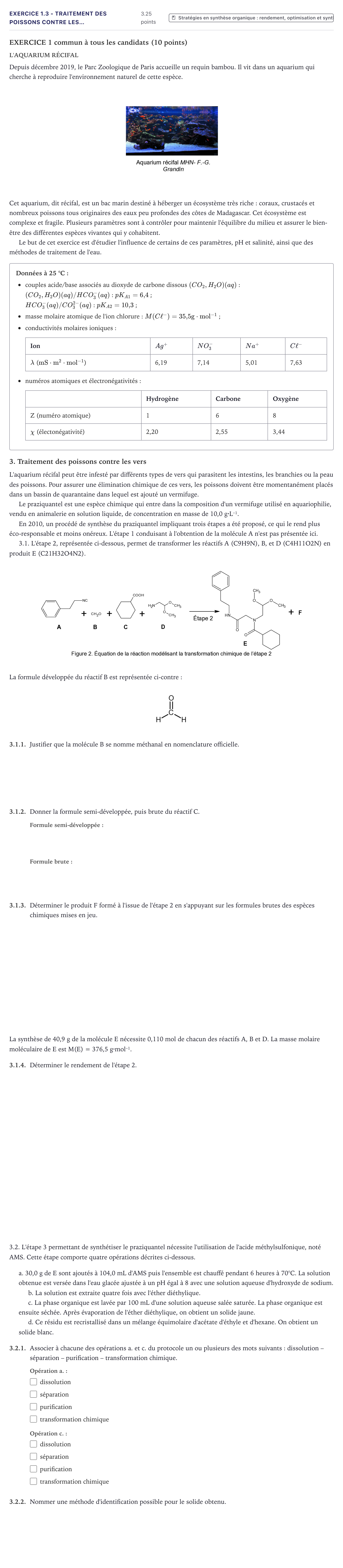 Énoncé: Exercice 1.3 - Traitement des poissons contre les… · Bac Physique-Chimie Métropole 2021 (sujet 2)
