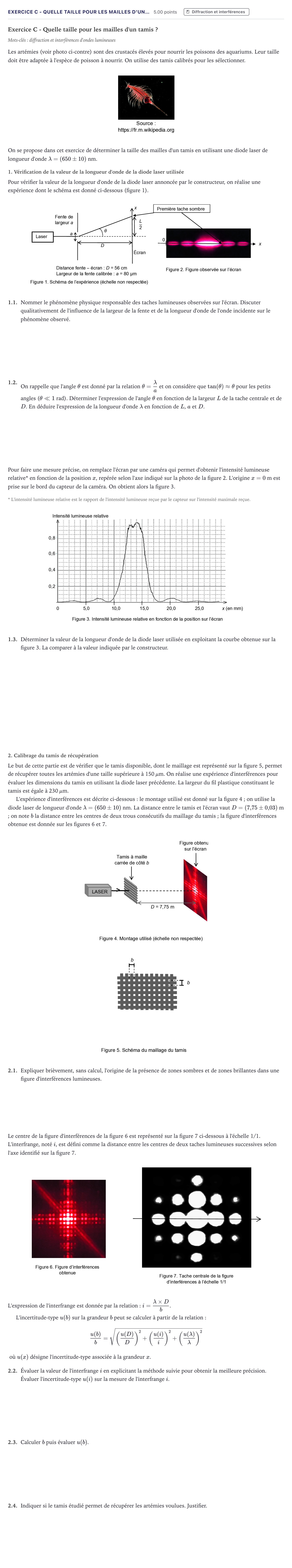 Énoncé: Exercice C - Quelle taille pour les mailles d'un… · Bac Physique-Chimie Métropole 2021 (sujet 2)
