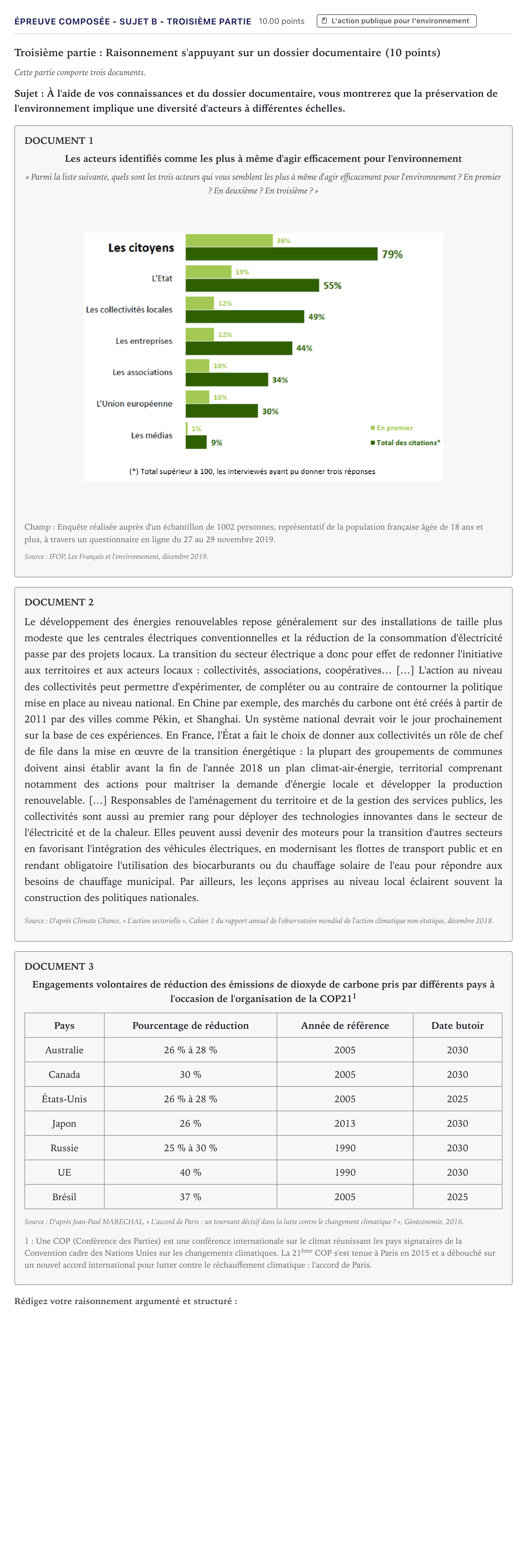 Énoncé: Épreuve composée - Sujet B - Troisième partie · Bac Sciences Économiques et Sociales Métropole 2021 (sujet 1)
