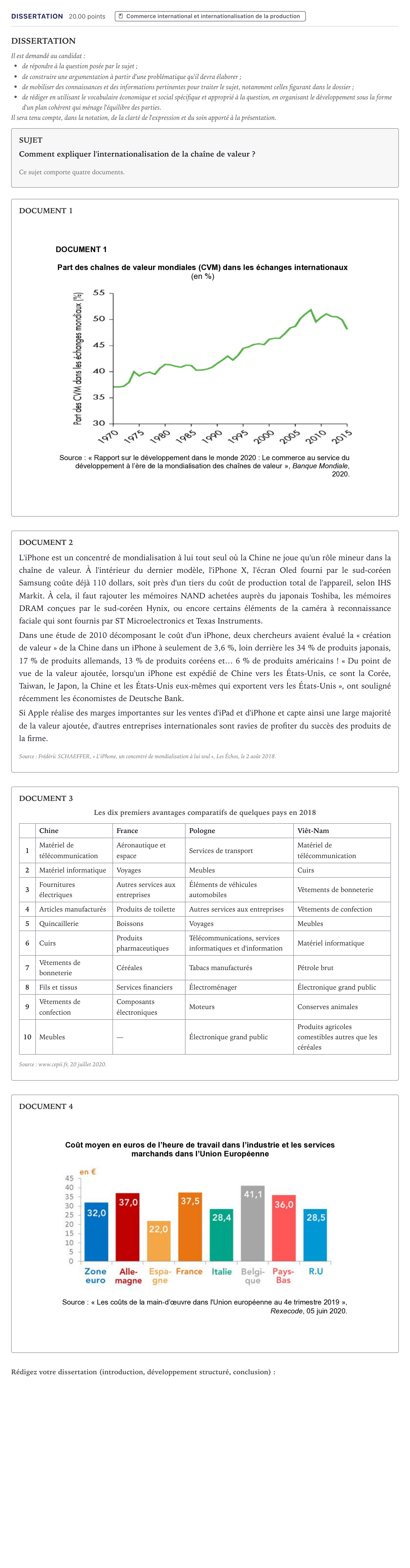 Énoncé: Dissertation · Bac Sciences Économiques et Sociales Métropole 2021 (sujet 2)