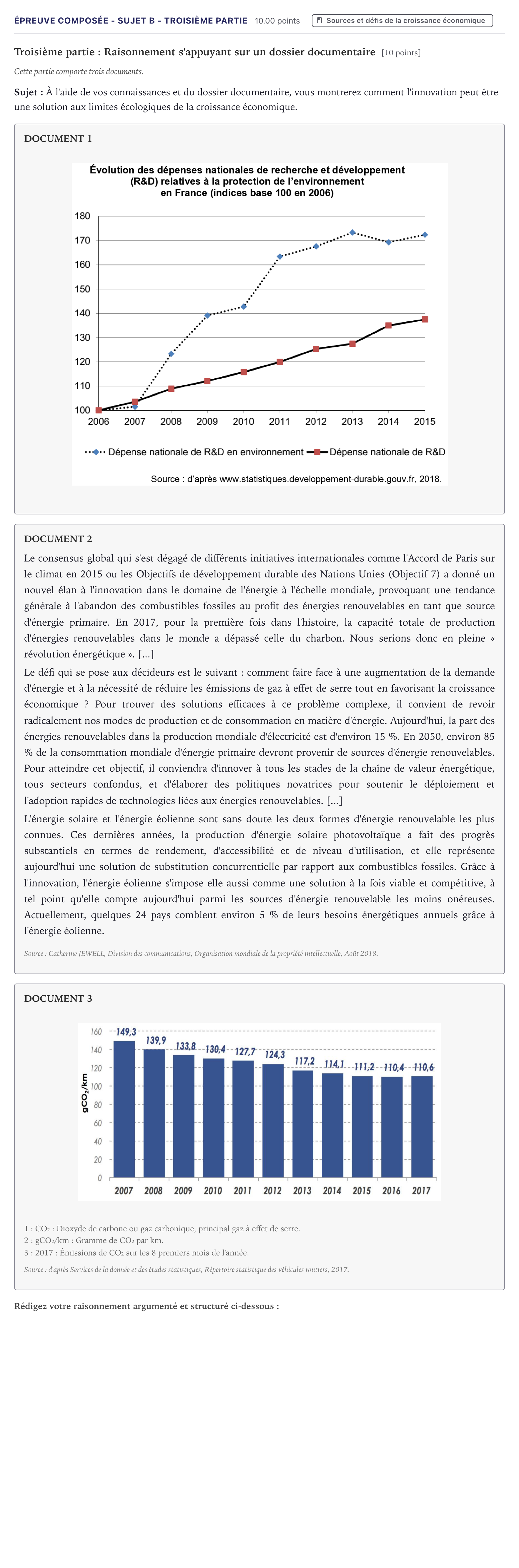 Énoncé: Épreuve composée - Sujet B - Troisième partie · Bac Sciences Économiques et Sociales Métropole 2021 (sujet 2)