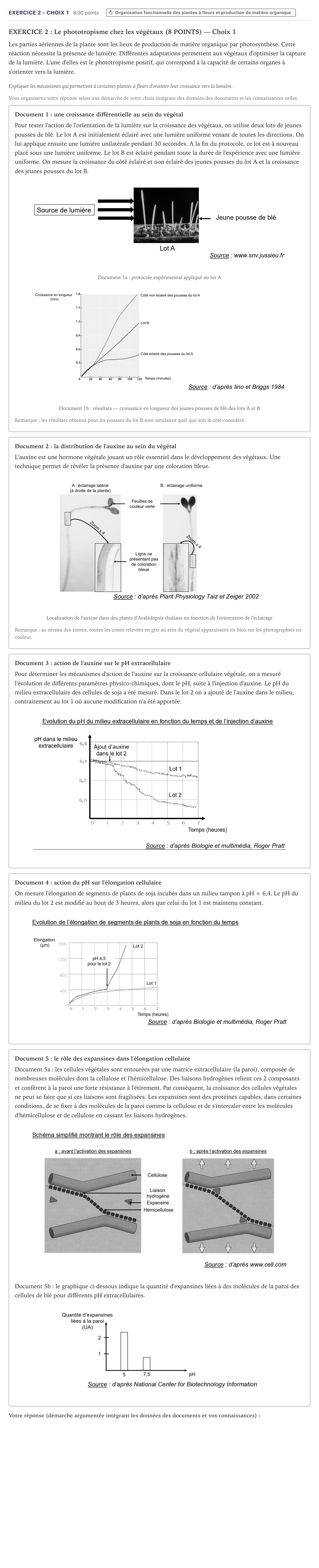 Énoncé: Exercice 2 - Choix 1 · Bac Sciences de la Vie et de la Terre Métropole 2021 (sujet 1)