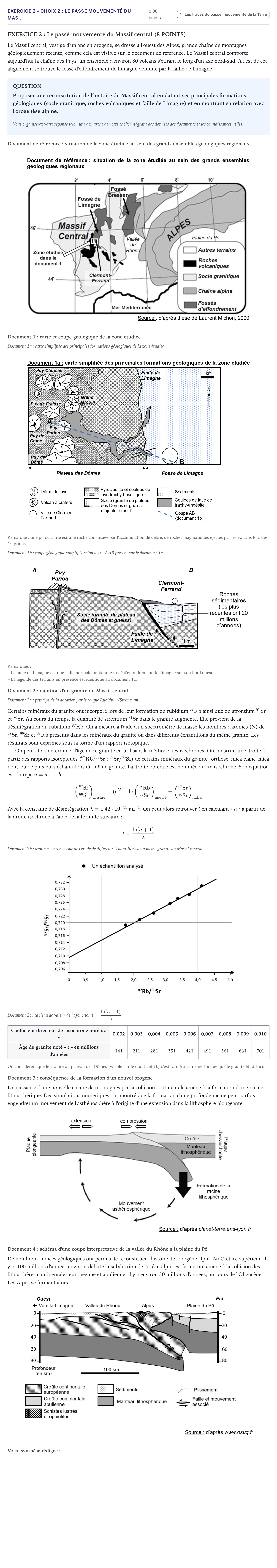 Énoncé: Exercice 2 - Choix 2 : Le passé mouvementé du Mas… · Bac Sciences de la Vie et de la Terre Métropole 2021 (sujet 2)