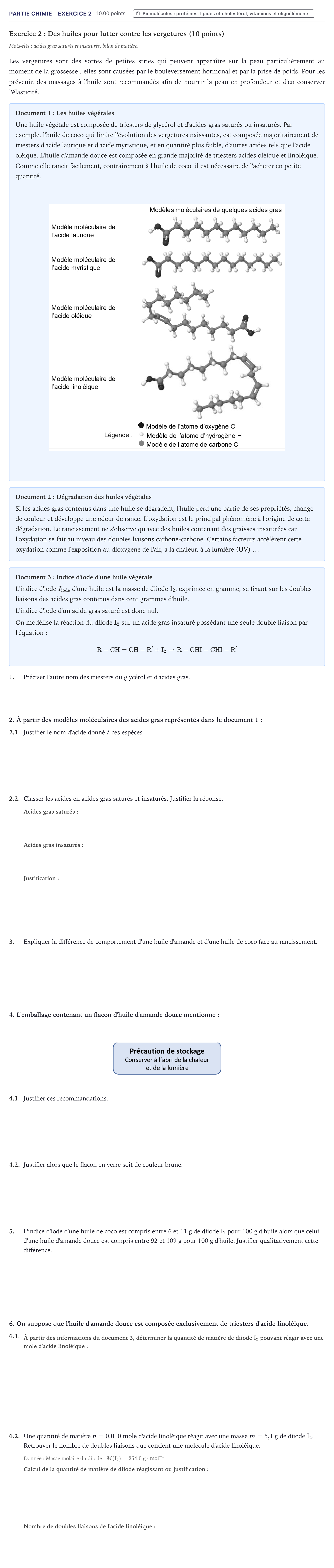 Énoncé: Partie Chimie - Exercice 2 · Bac ST2S Chimie, Biologie et Physiopathologie Humaines Métropole 2021