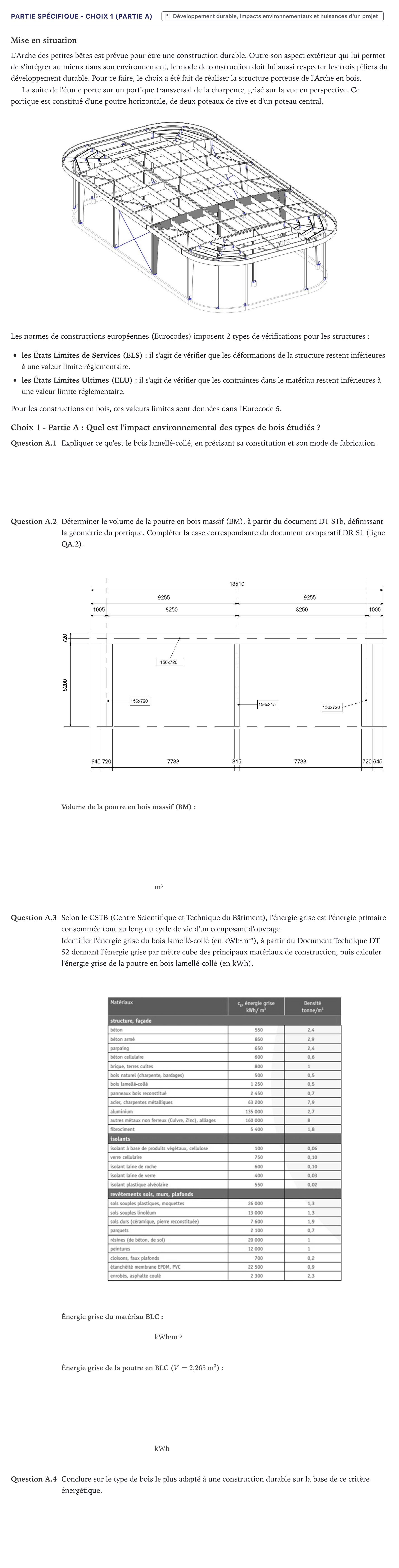 Énoncé: Partie spécifique - Choix 1 (Partie A) · Bac STI2D Ingénierie, Innovation et Développement Durable Métropole - AC 2021