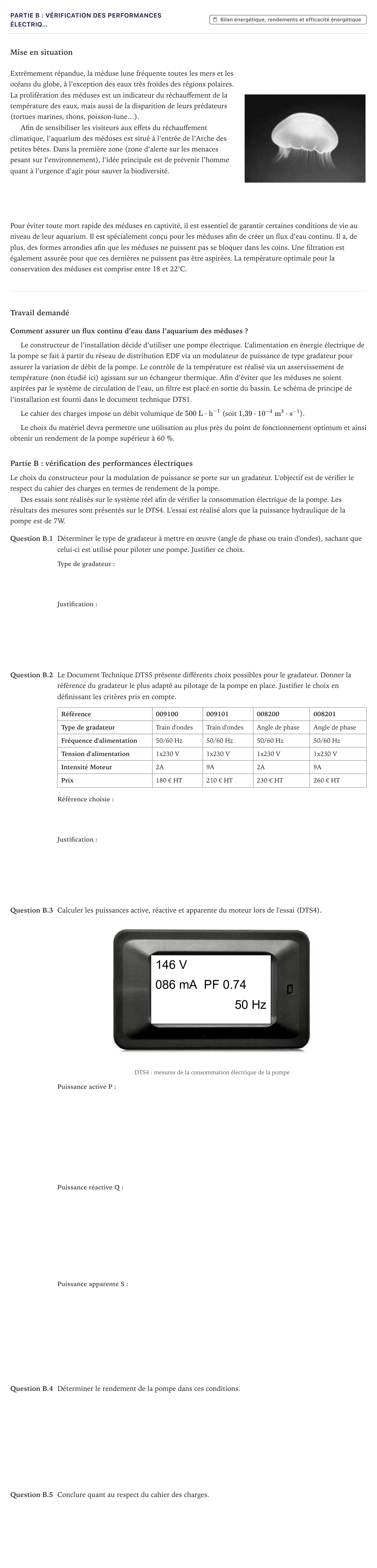 Énoncé: Partie B : Vérification des performances électriq… · Bac STI2D Ingénierie, Innovation et Développement Durable Métropole - EE 2021