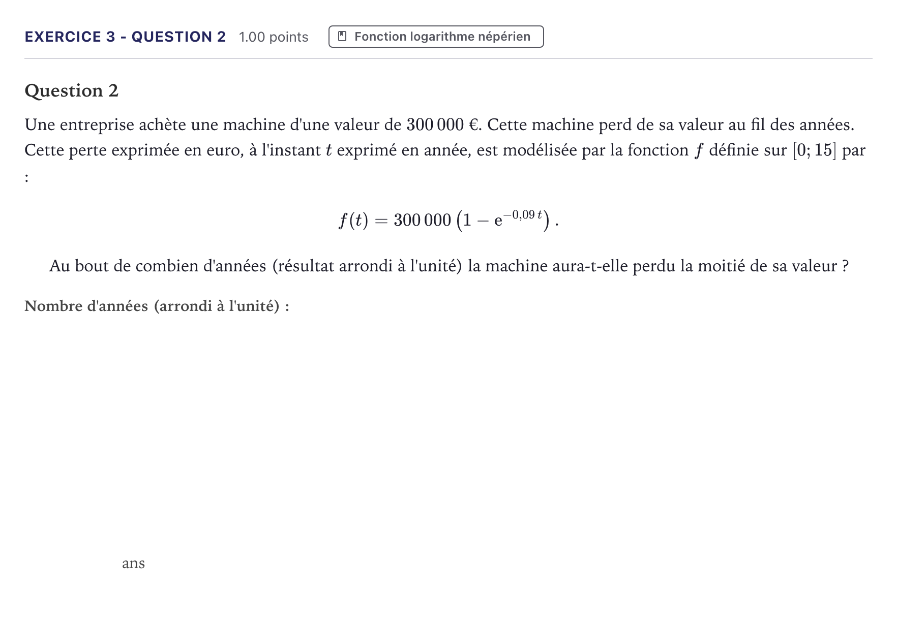 Énoncé: Exercice 3 - Question 2 · Bac STI2D Physique-Chimie et Mathématiques Métropole 2021