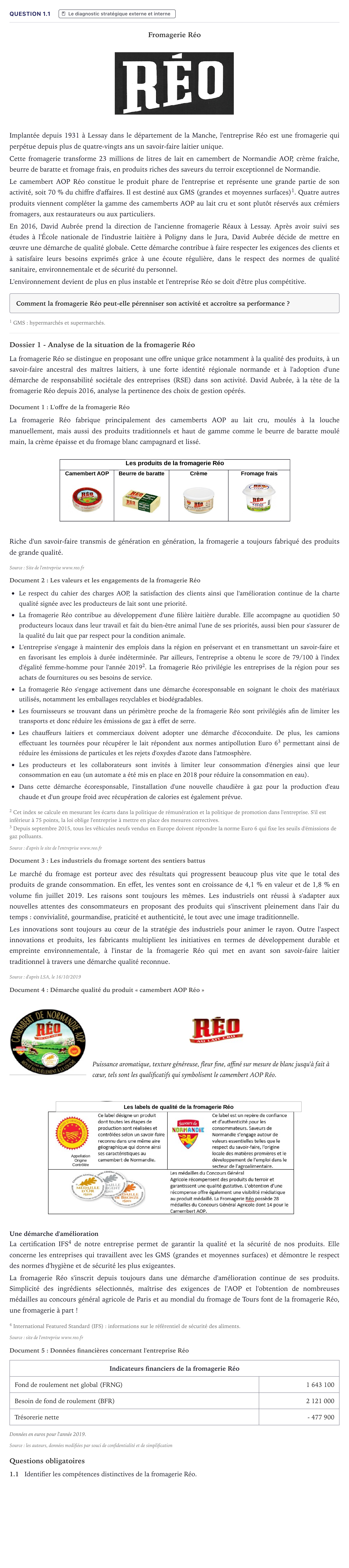 Énoncé: Question 1.1 · Bac STMG Management des Sciences de Gestion et du Numérique Métropole 2021